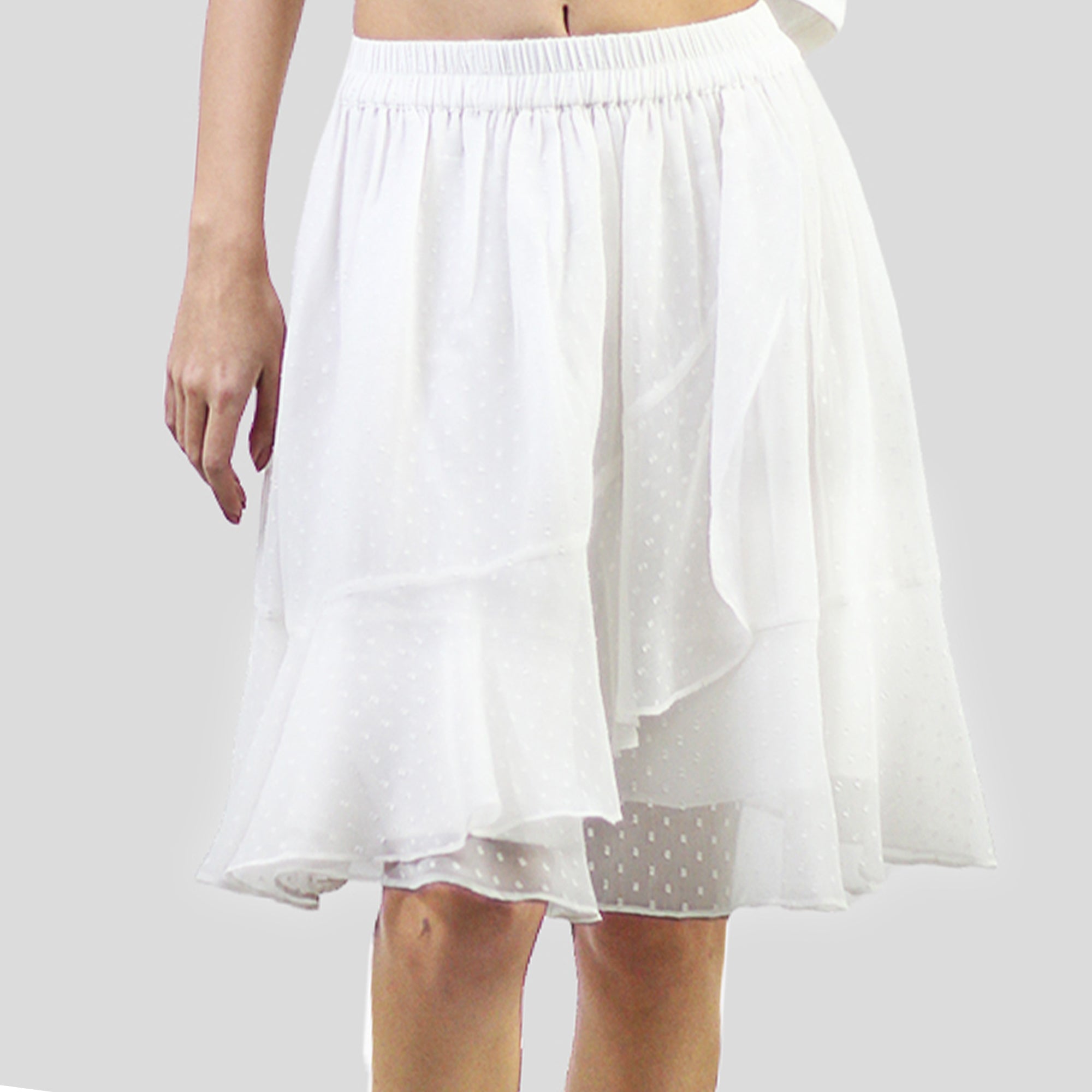 Artyska Women's Layered Ruffle Elastic Waist Above Knee Skirt