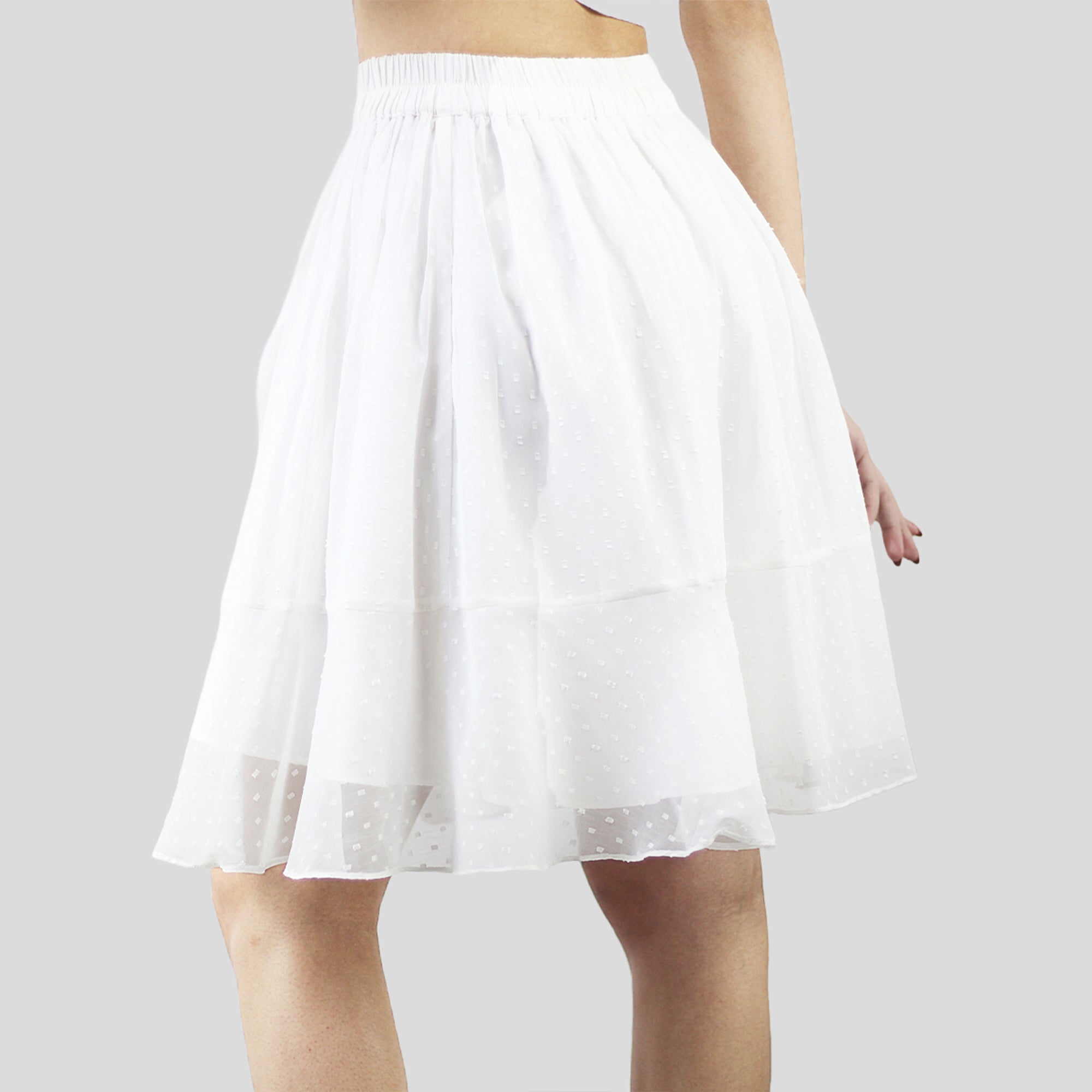 Artyska Women's Layered Ruffle Elastic Waist Above Knee Skirt