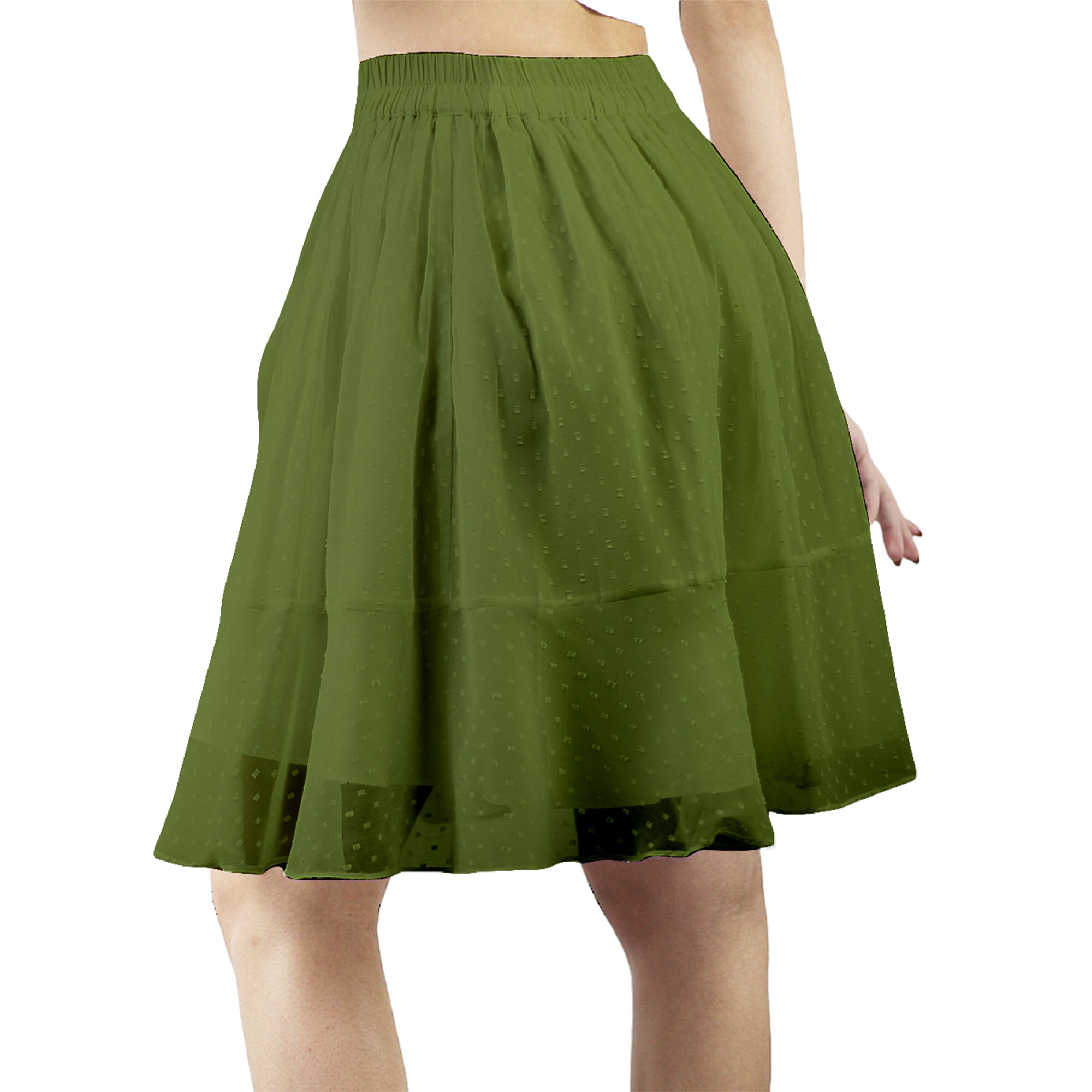 Artyska Women's Layered Ruffle Elastic Waist Above Knee Skirt