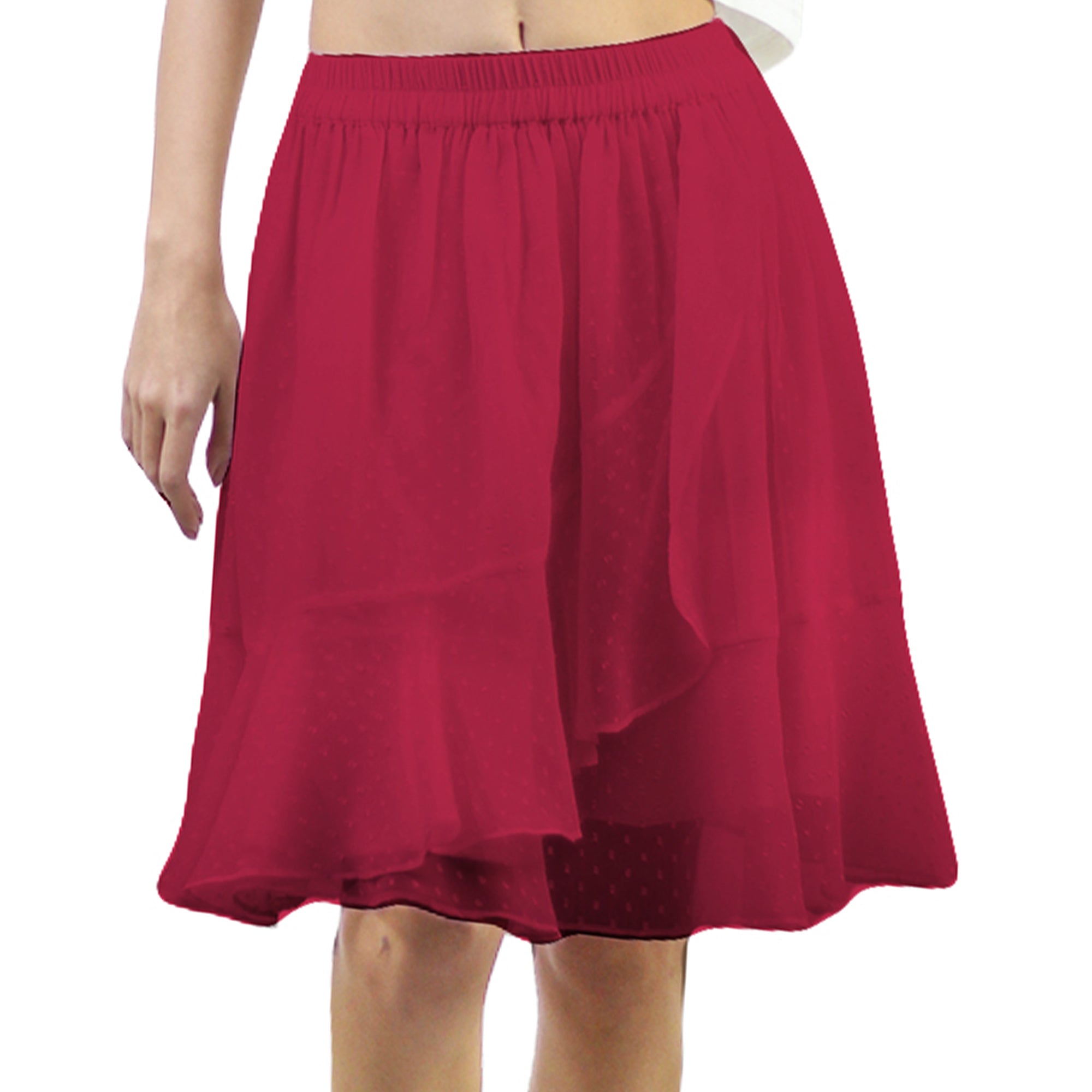 Artyska Women's Layered Ruffle Elastic Waist Above Knee Skirt