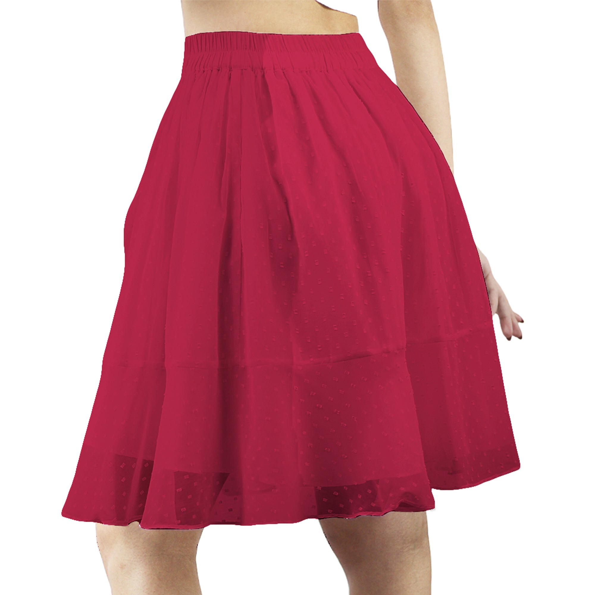 Artyska Women's Layered Ruffle Elastic Waist Above Knee Skirt