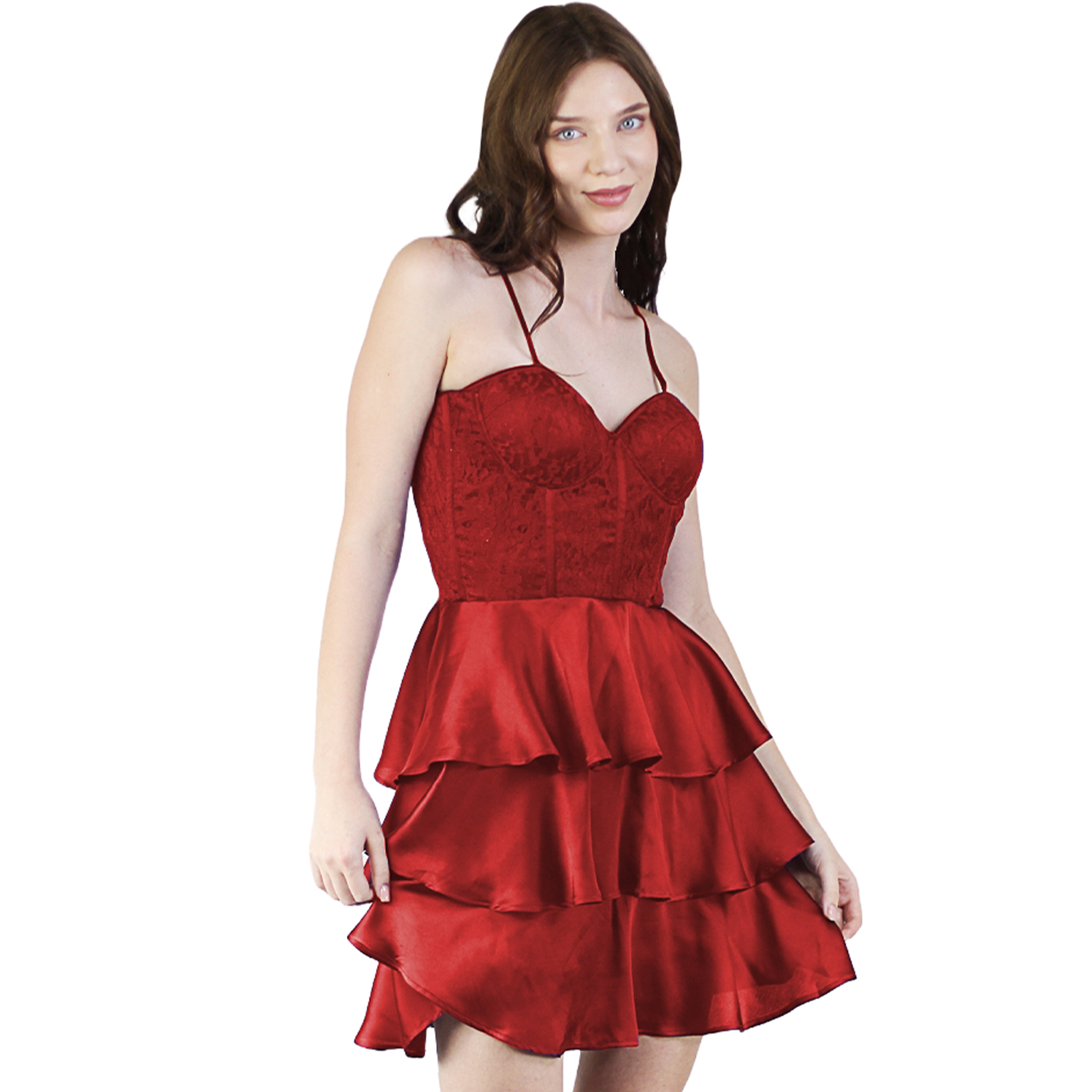 Artyska Women's Sweetheart Corset Satin Cocktail Party Dress