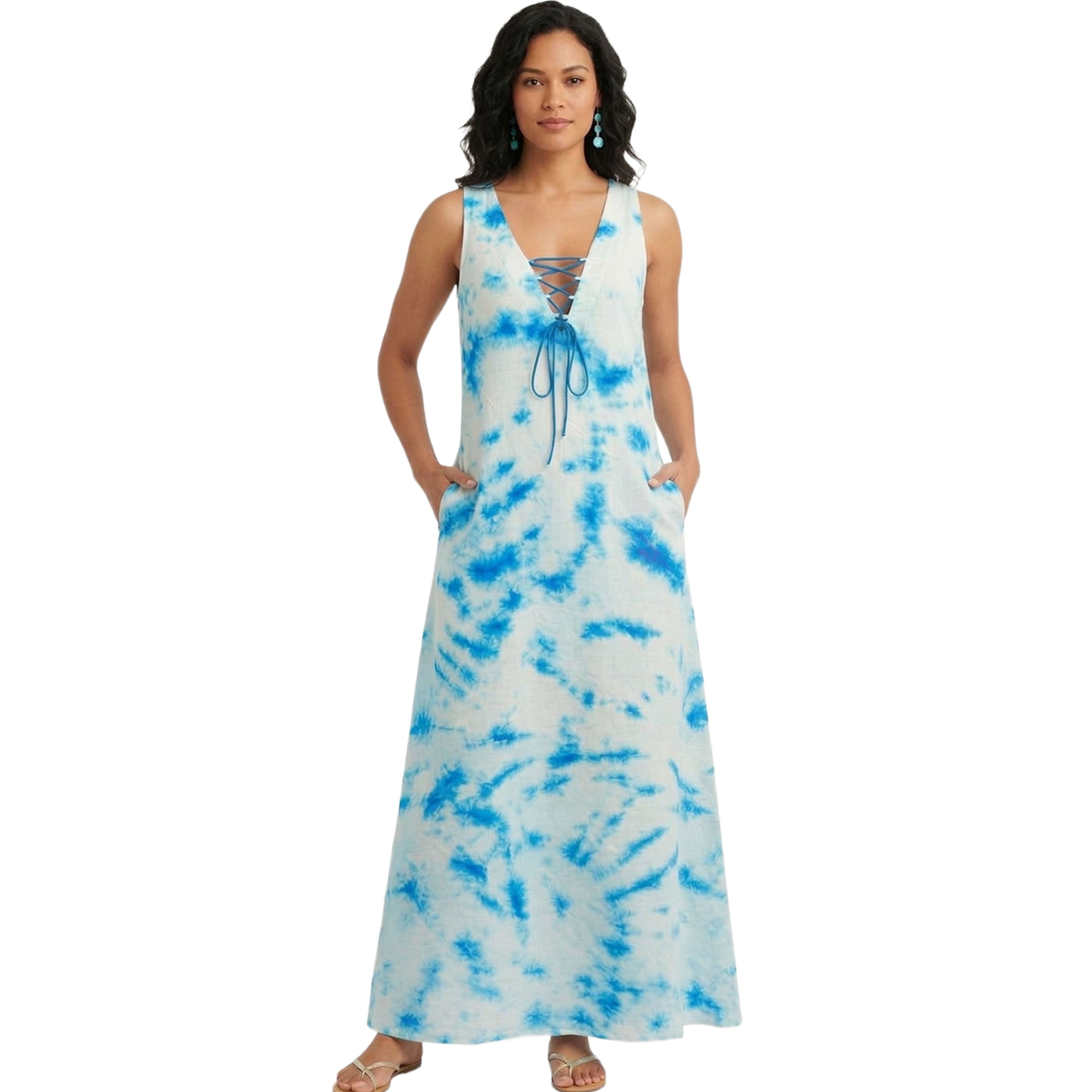 Artyska Women’s Sleeveless Lace-Up Front Maxi Dress – Casual Boho Beach Vacation Dress