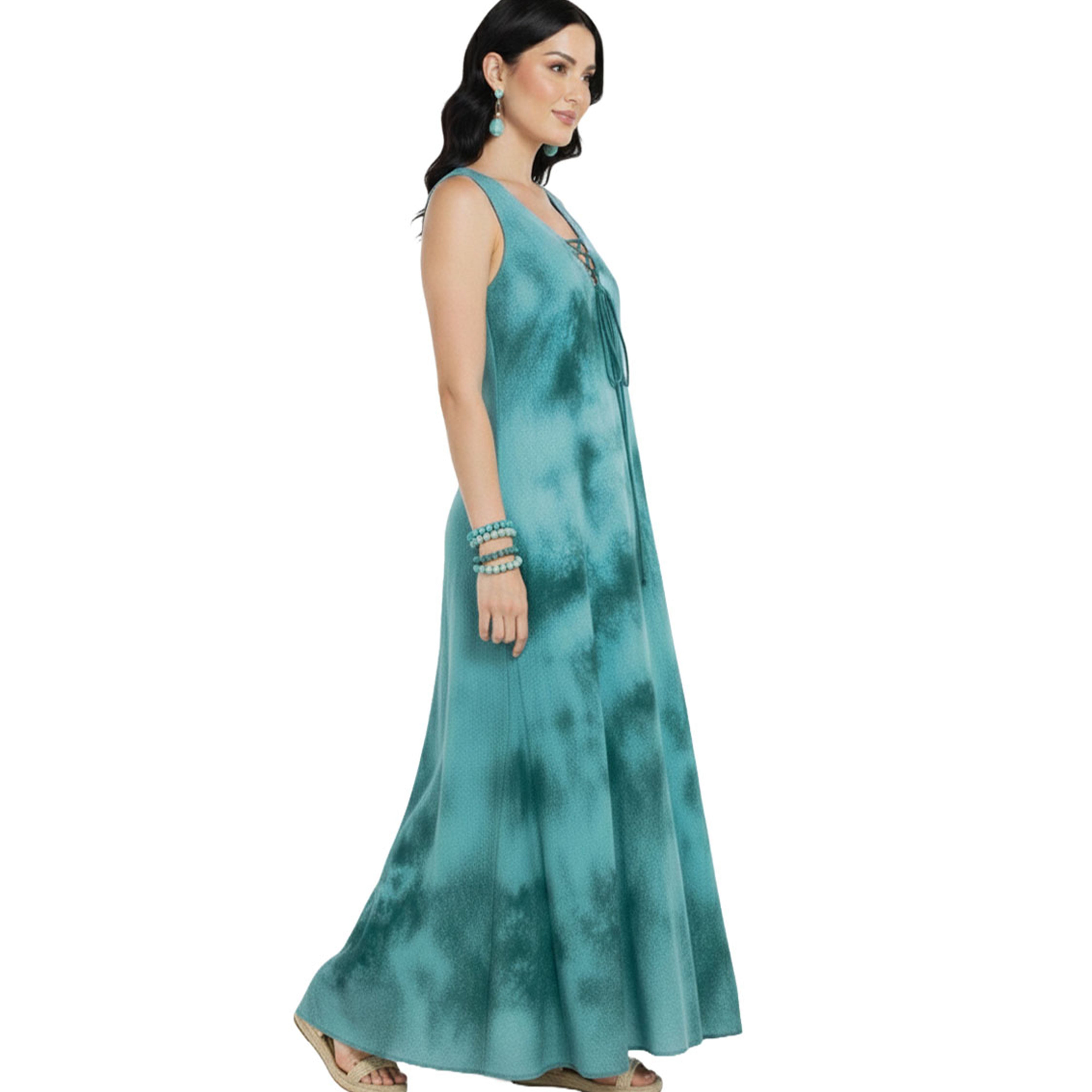 Artyska Women’s Sleeveless Lace-Up Front Maxi Dress – Casual Boho Beach Vacation Dress