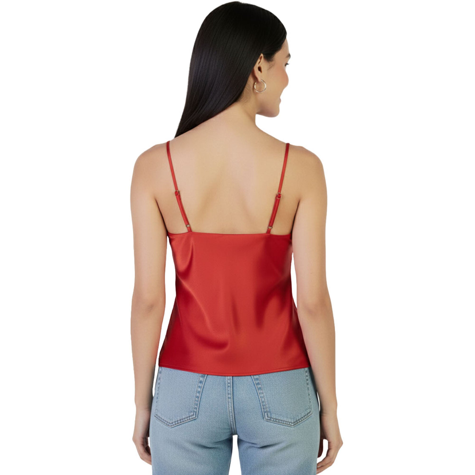 Artyska Women's Satin Cowl-Neck Spaghetti Strap Camisole Top – Elegant Silky