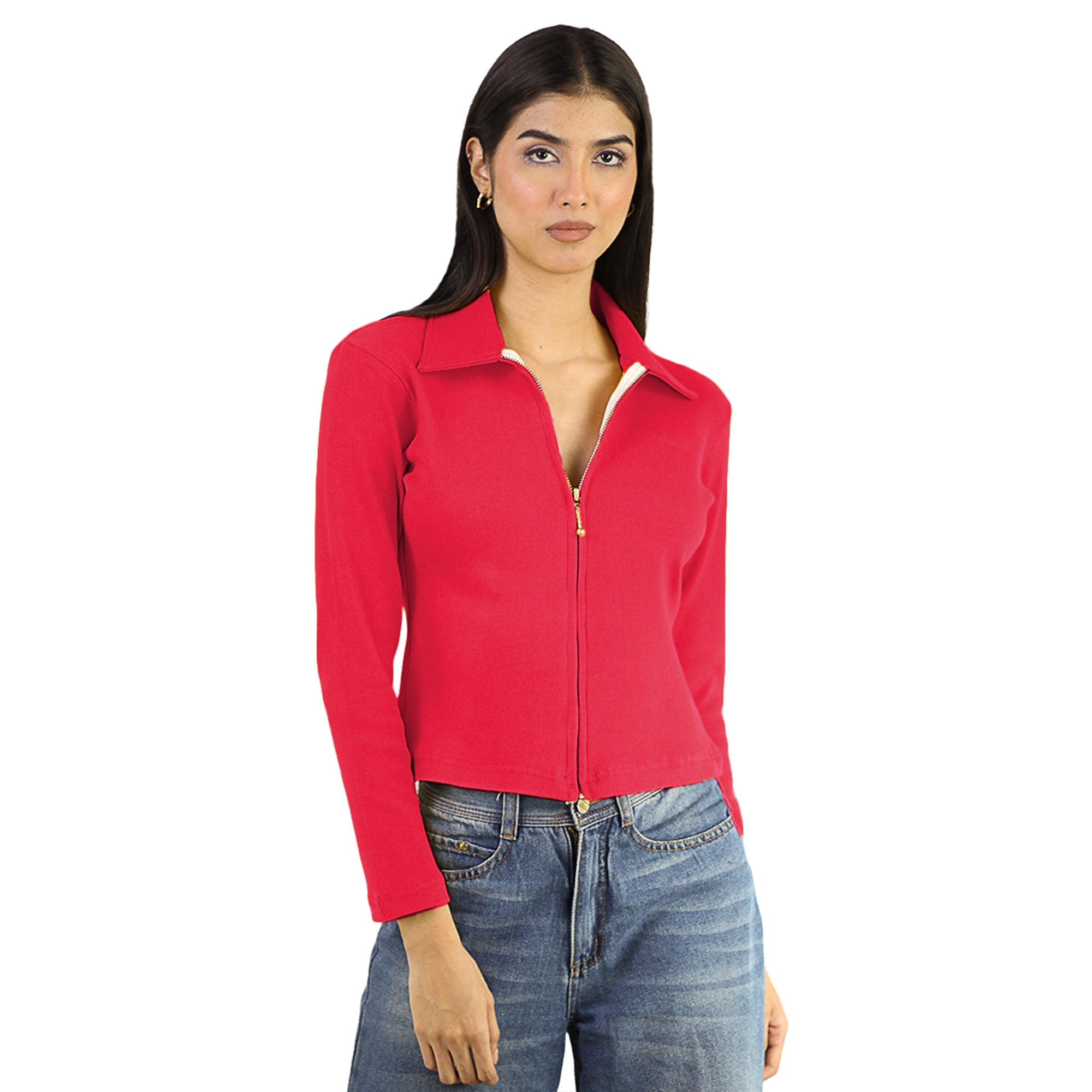 Artyska Women’s Ribbed Zip-Up Collared Long Sleeve Top | Trendy Everyday Essential