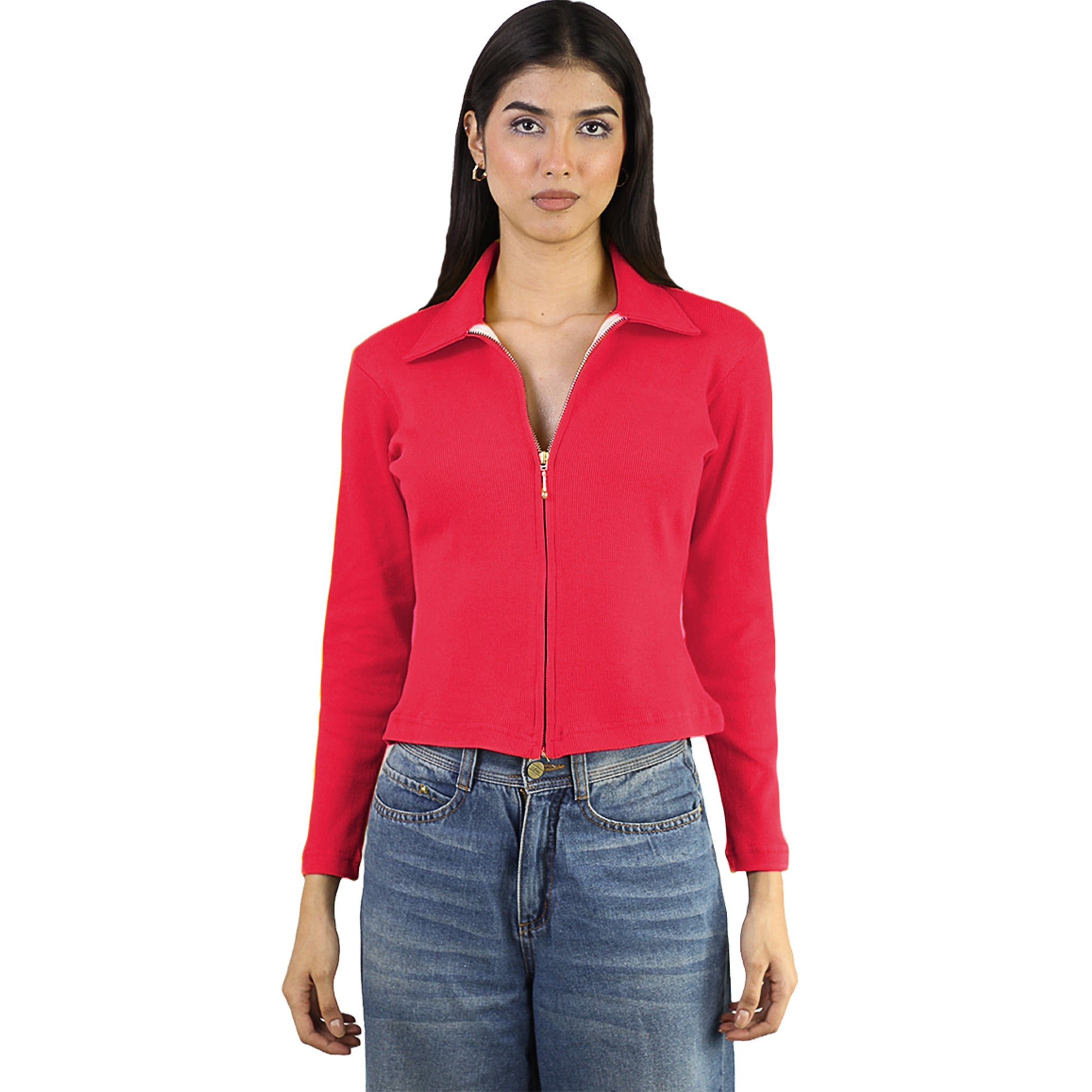 Artyska Women’s Ribbed Zip-Up Collared Long Sleeve Top | Trendy Everyday Essential