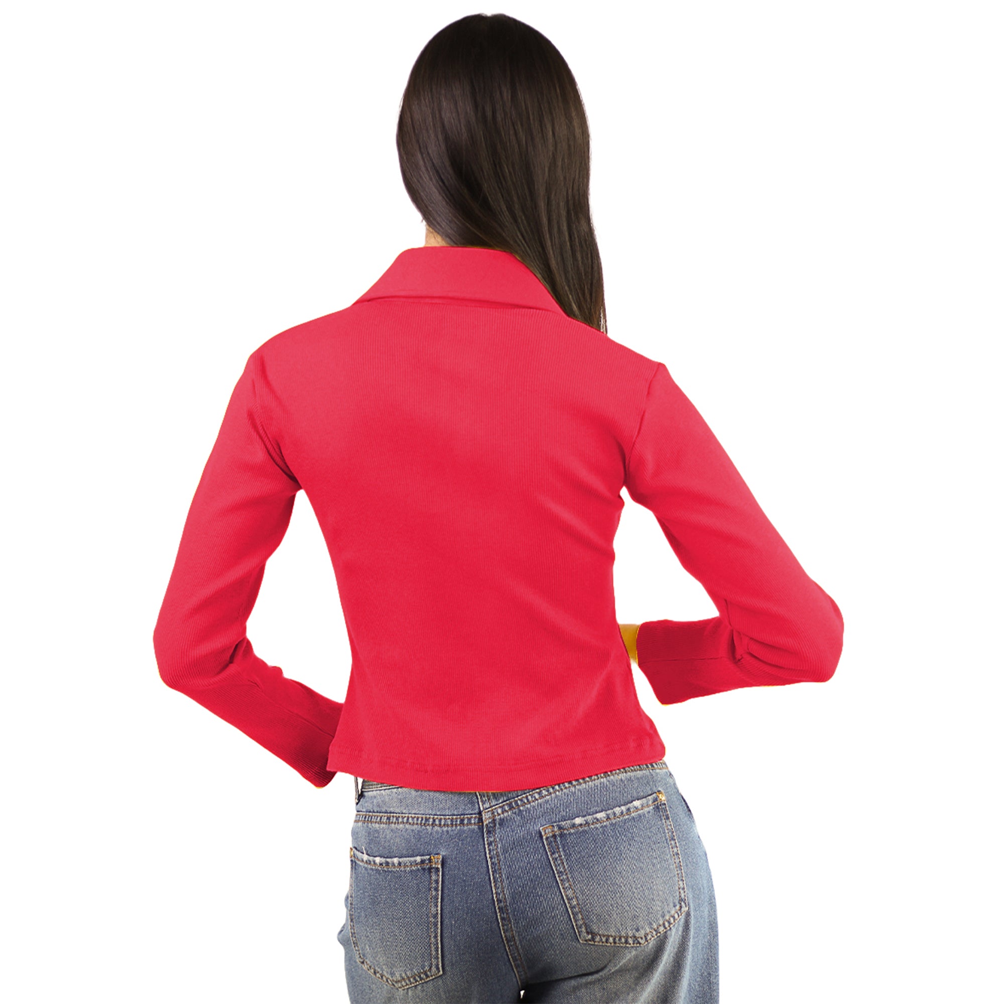 Artyska Women’s Ribbed Zip-Up Collared Long Sleeve Top | Trendy Everyday Essential