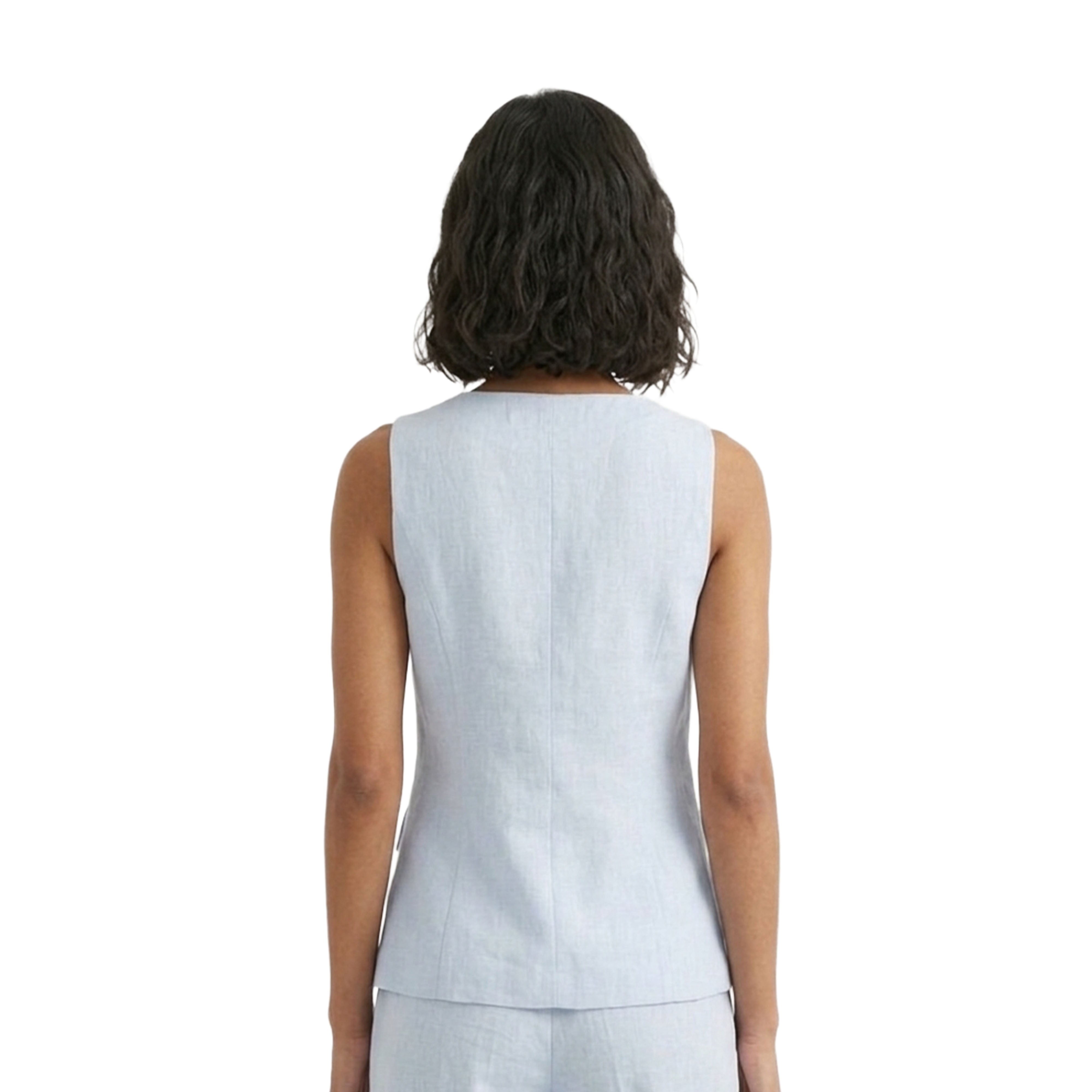 Artyska Women’s Linen Blend Sleeveless Tailored Vest – Button Front Waistcoat Top