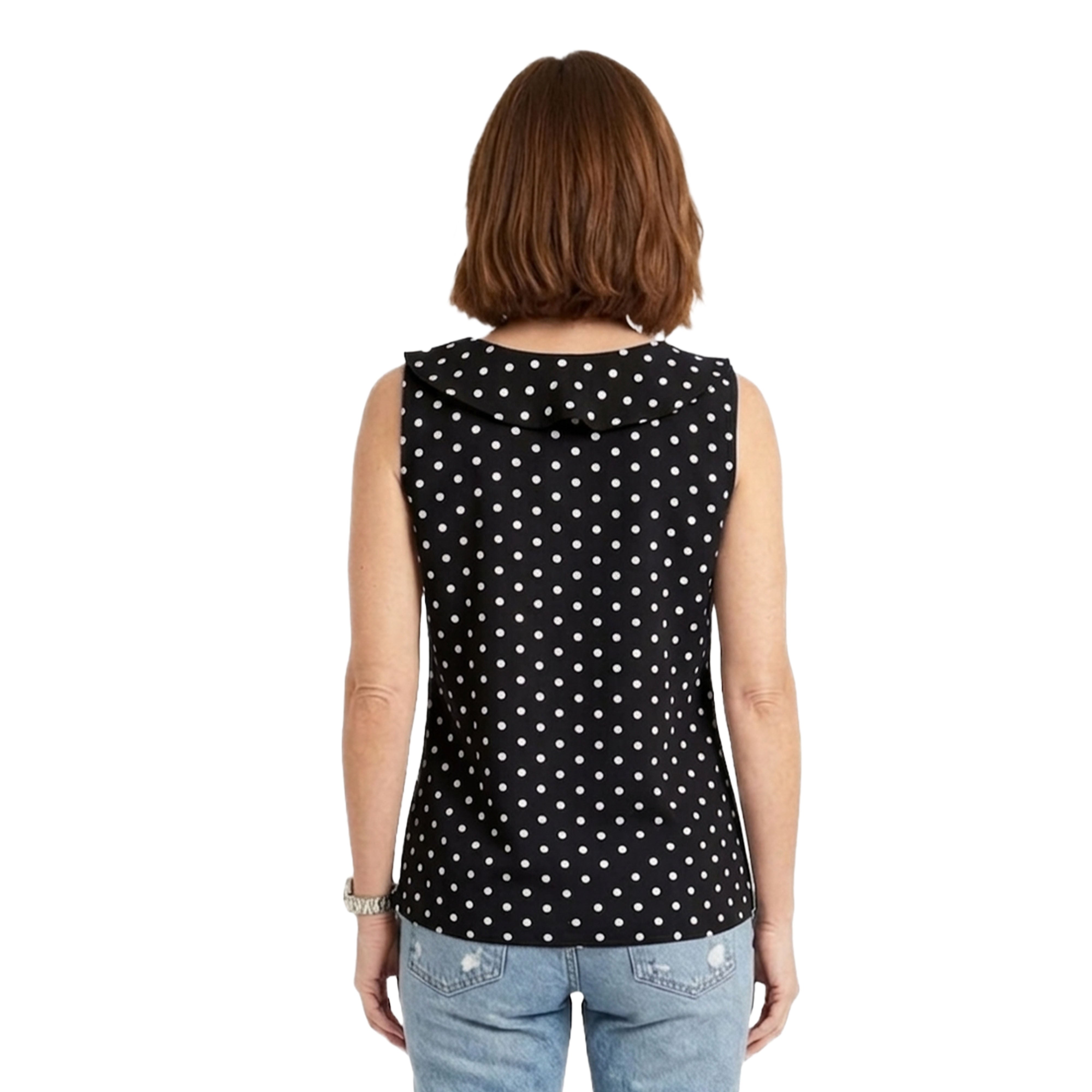 Artyska Women’s Sleeveless Ruffle V-Neck Blouse – Elegant Printed Lightweight Top