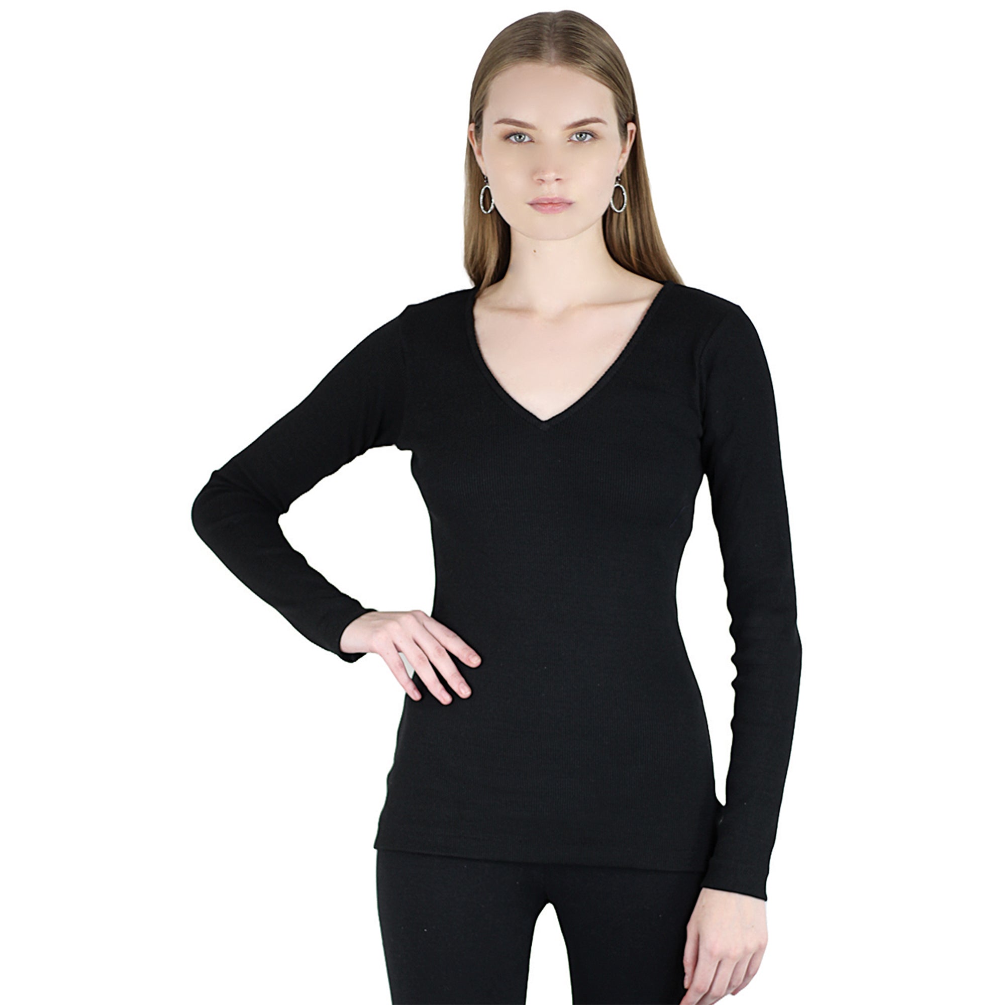 Artyska Women’s Ribbed Knit V-Neck Long Sleeve Fitted Top – Casual Layering Shirt for Work, Travel & Everyday Wear