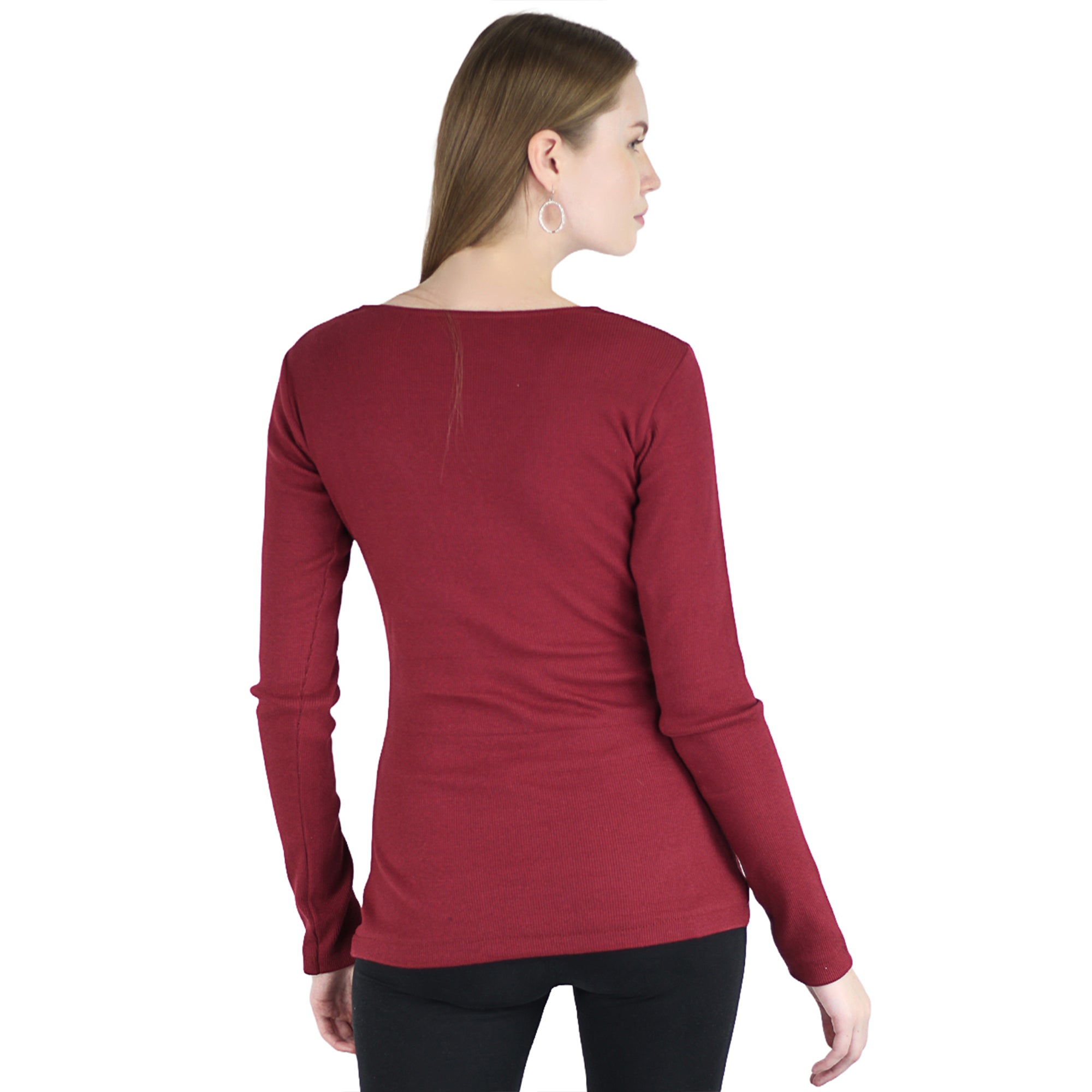 Artyska Women’s Ribbed Knit V-Neck Long Sleeve Fitted Top – Casual Layering Shirt for Work, Travel & Everyday Wear
