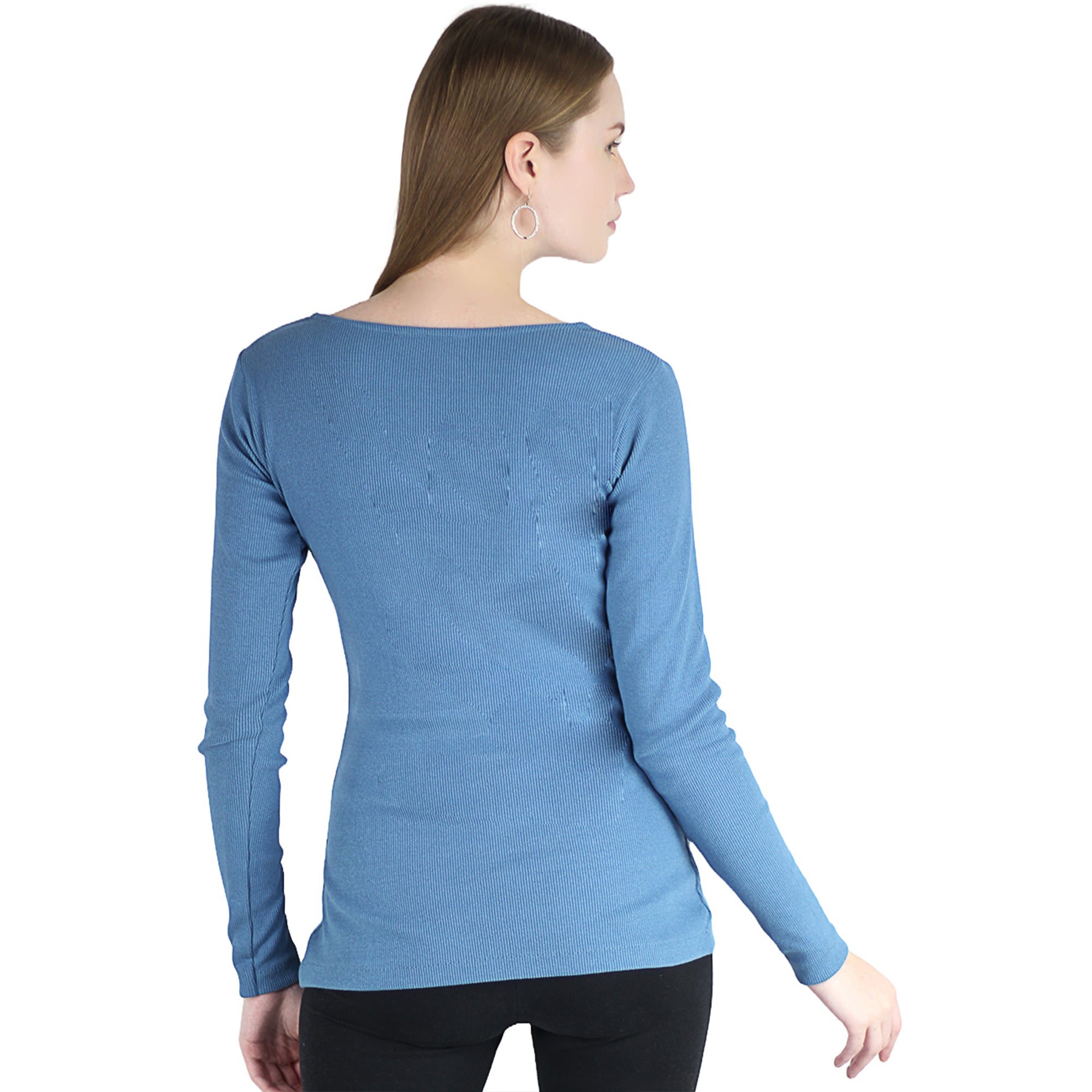 Artyska Women’s Ribbed Knit V-Neck Long Sleeve Fitted Top – Casual Layering Shirt for Work, Travel & Everyday Wear