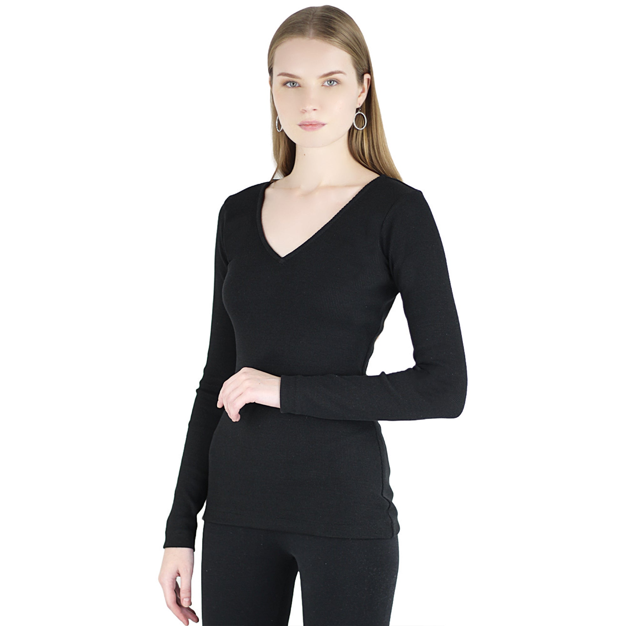 Artyska Women’s Ribbed Knit V-Neck Long Sleeve Fitted Top – Casual Layering Shirt for Work, Travel & Everyday Wear
