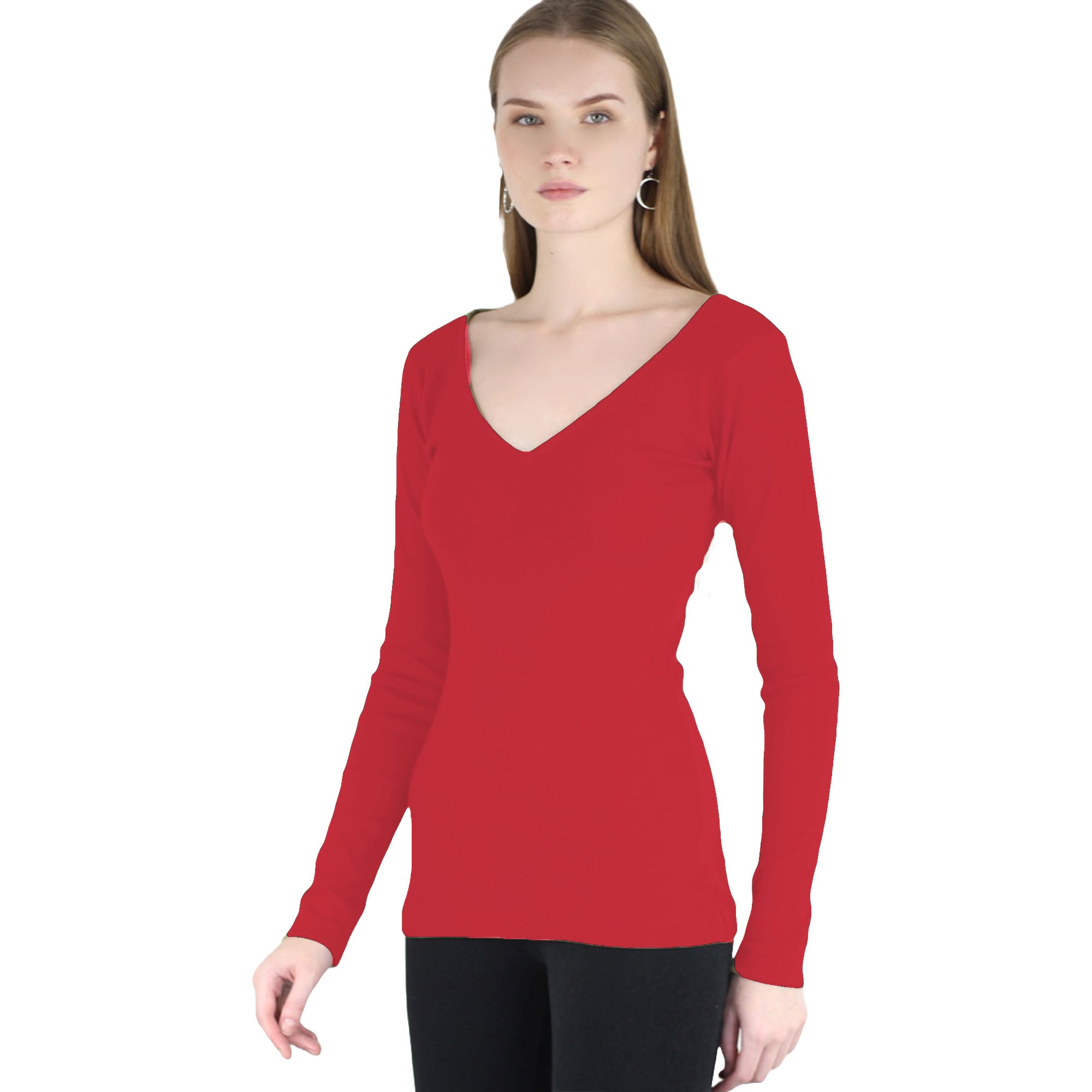 Artyska Women’s Ribbed Knit V-Neck Long Sleeve Fitted Top – Casual Layering Shirt for Work, Travel & Everyday Wear