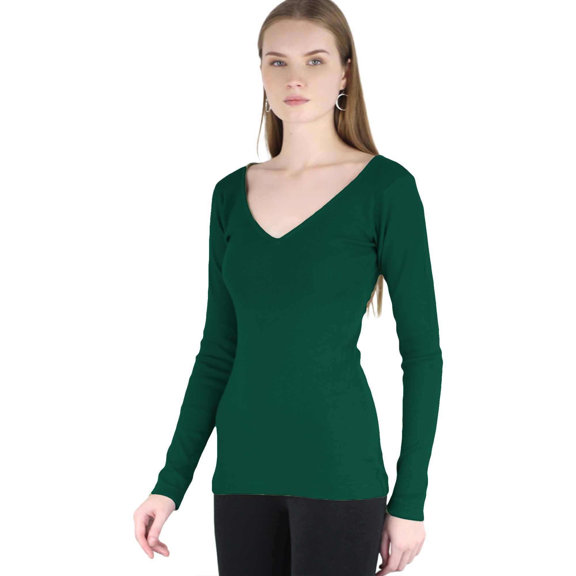 Artyska Women’s Ribbed Knit V-Neck Long Sleeve Fitted Top – Casual Layering Shirt for Work, Travel & Everyday Wear