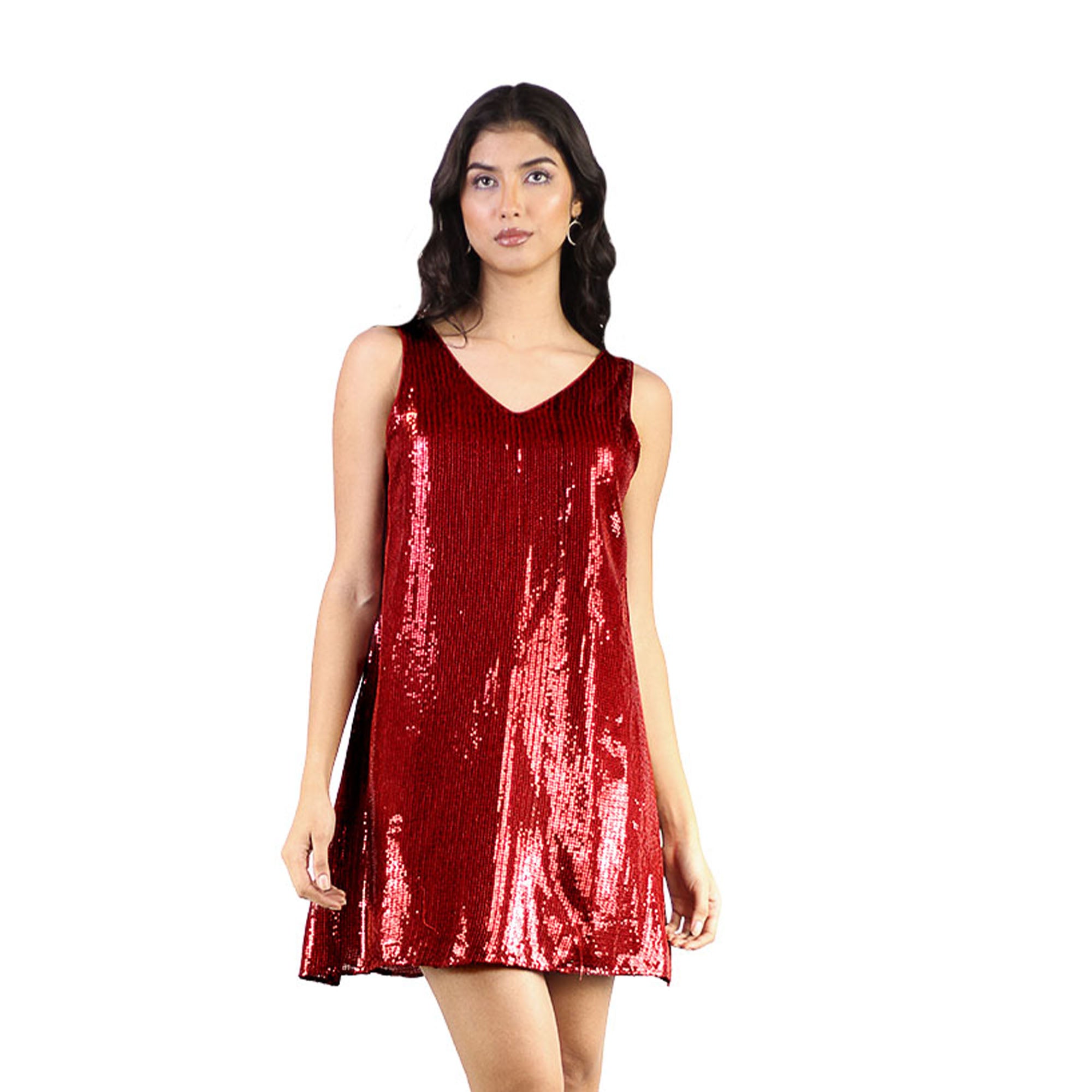 Artyska Women’s Sleeveless V-Neck Sequin Mini Party Dress