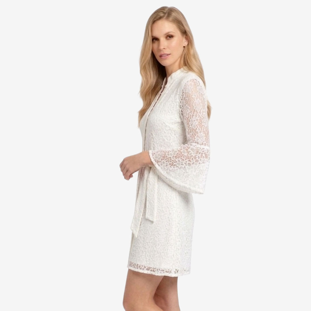 Artyska Women’s Lace Fit & Flare Dress with Tie Waist & Bell Sleeves