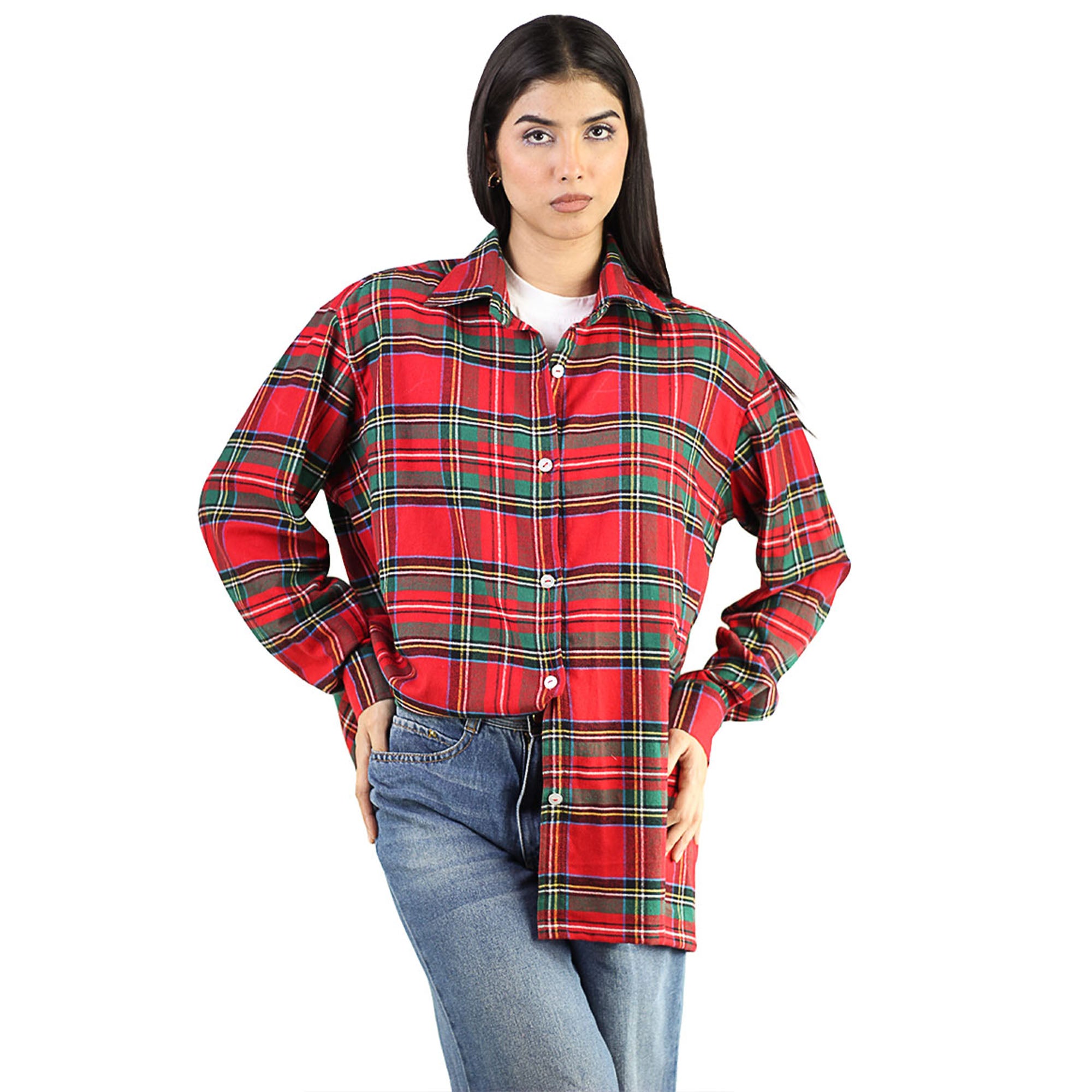 Artyska Women’s Oversized Plaid Button-Down Shirt Jacket