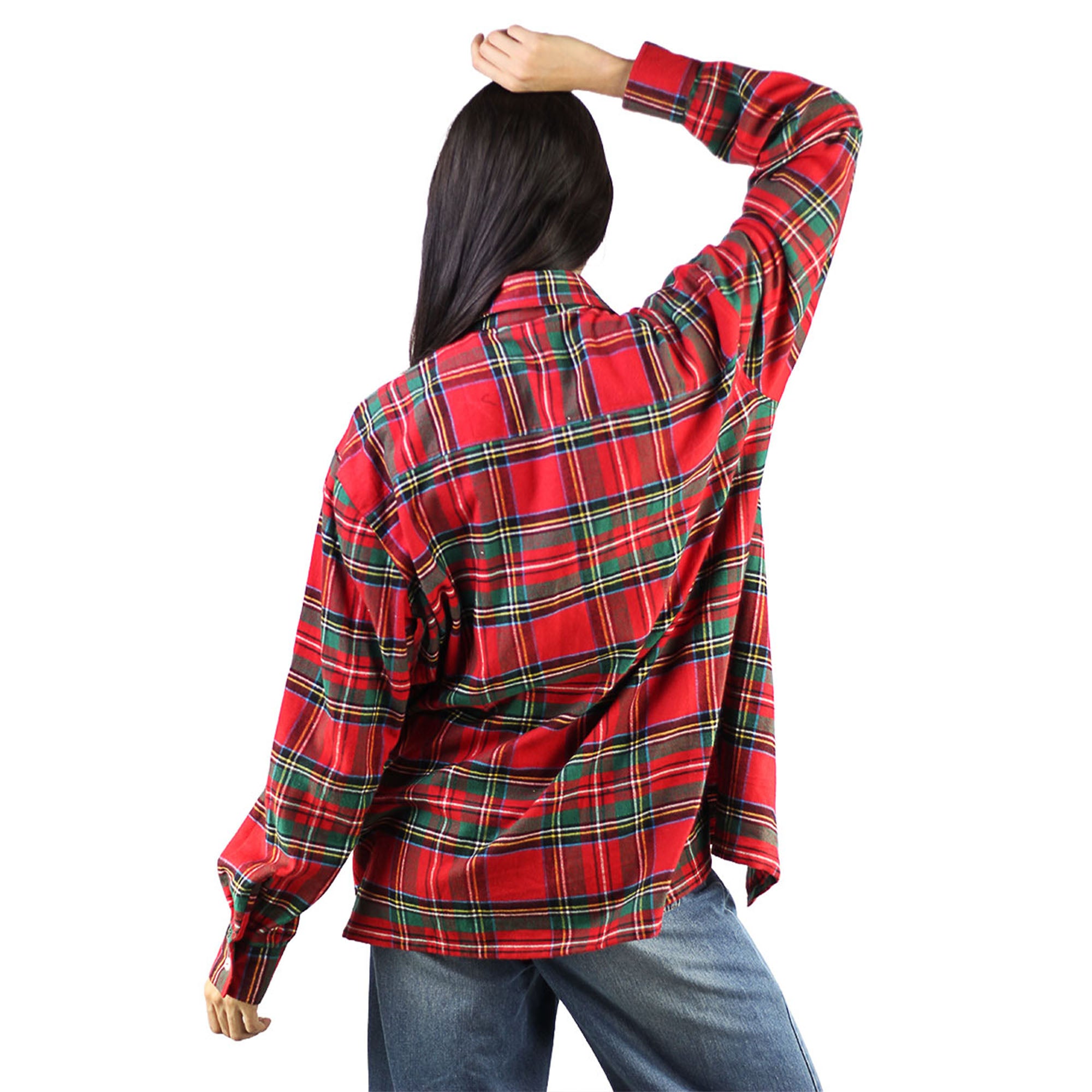Artyska Women’s Oversized Plaid Button-Down Shirt Jacket