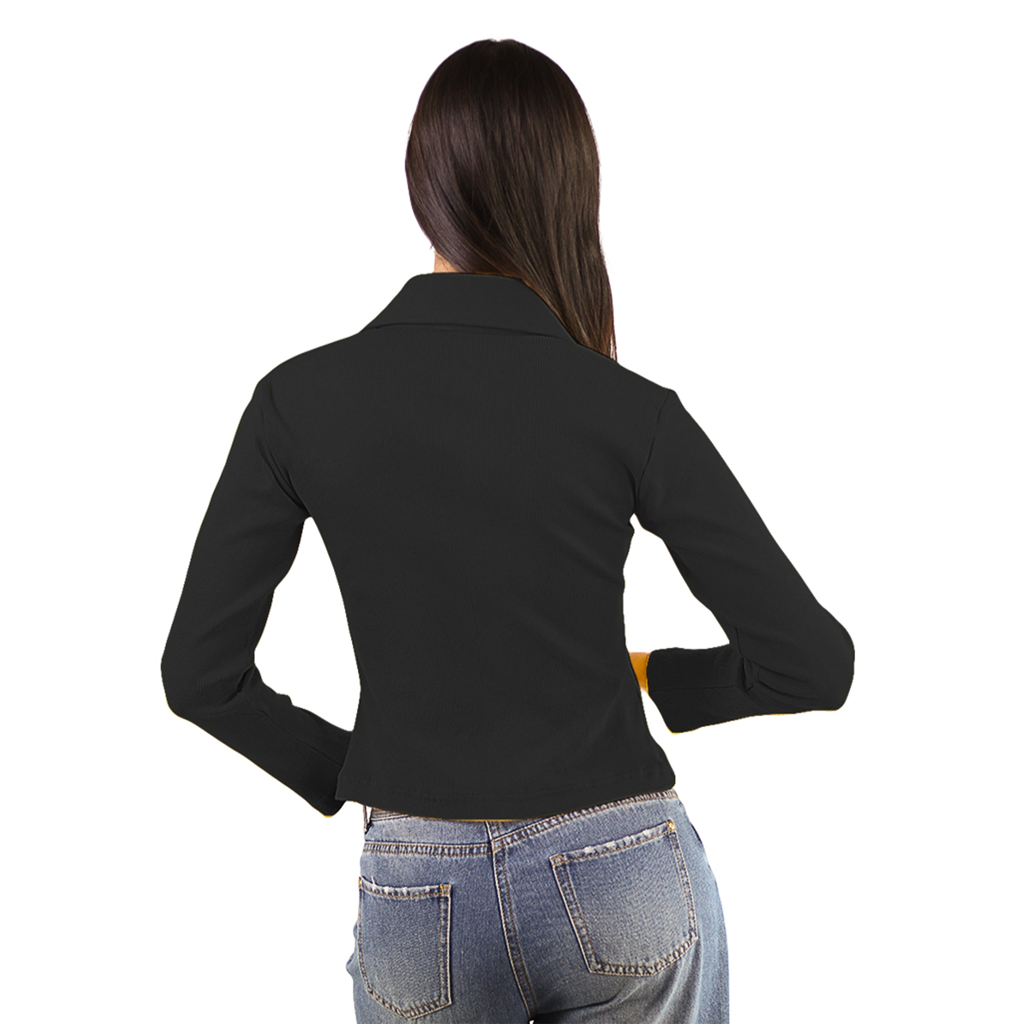 Artyska Women’s Ribbed Zip-Up Collared Long Sleeve Top | Trendy Everyday Essential