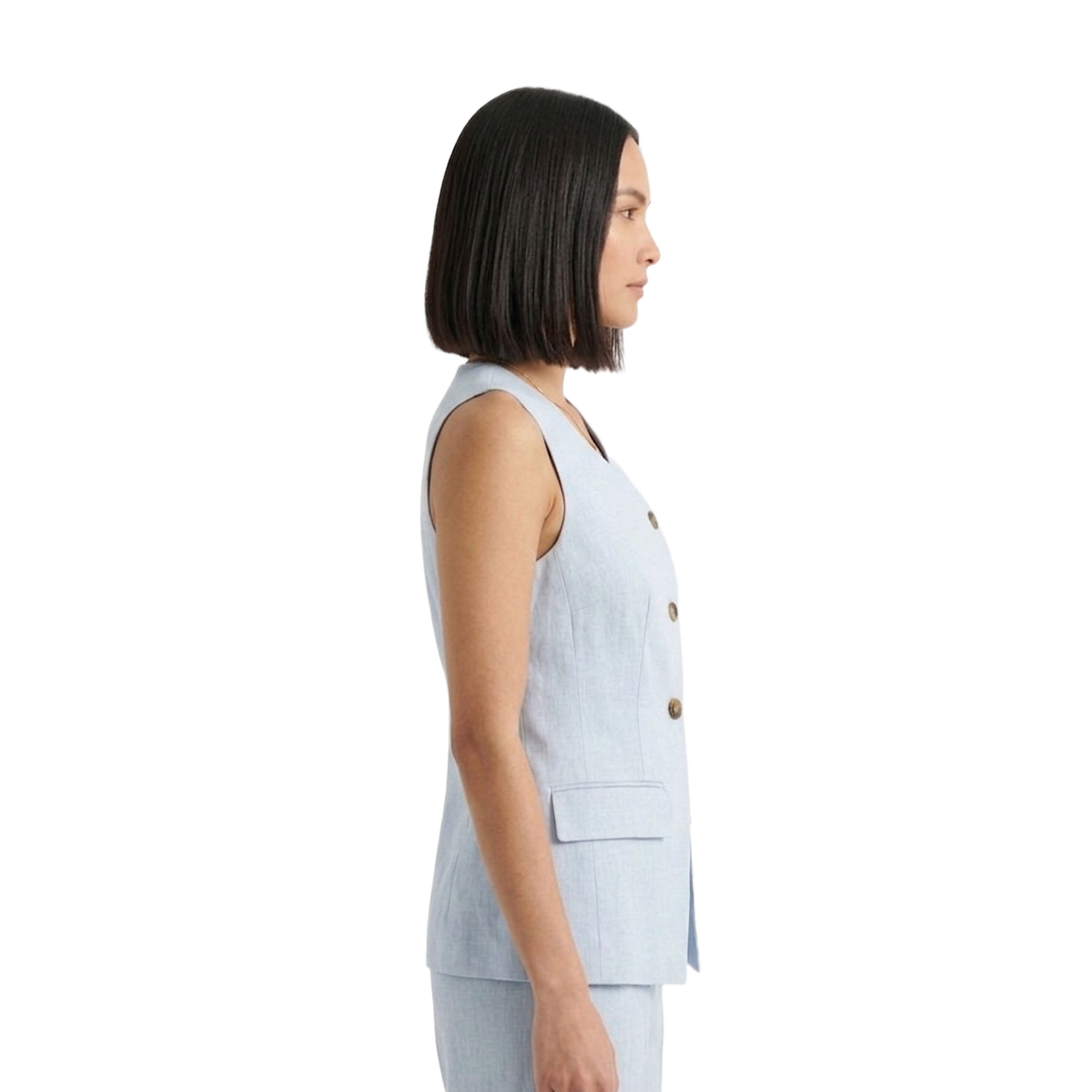 Artyska Women’s Linen Blend Asymmetrical Button-Front Tailored Vest – Sleeveless Waistcoat Top