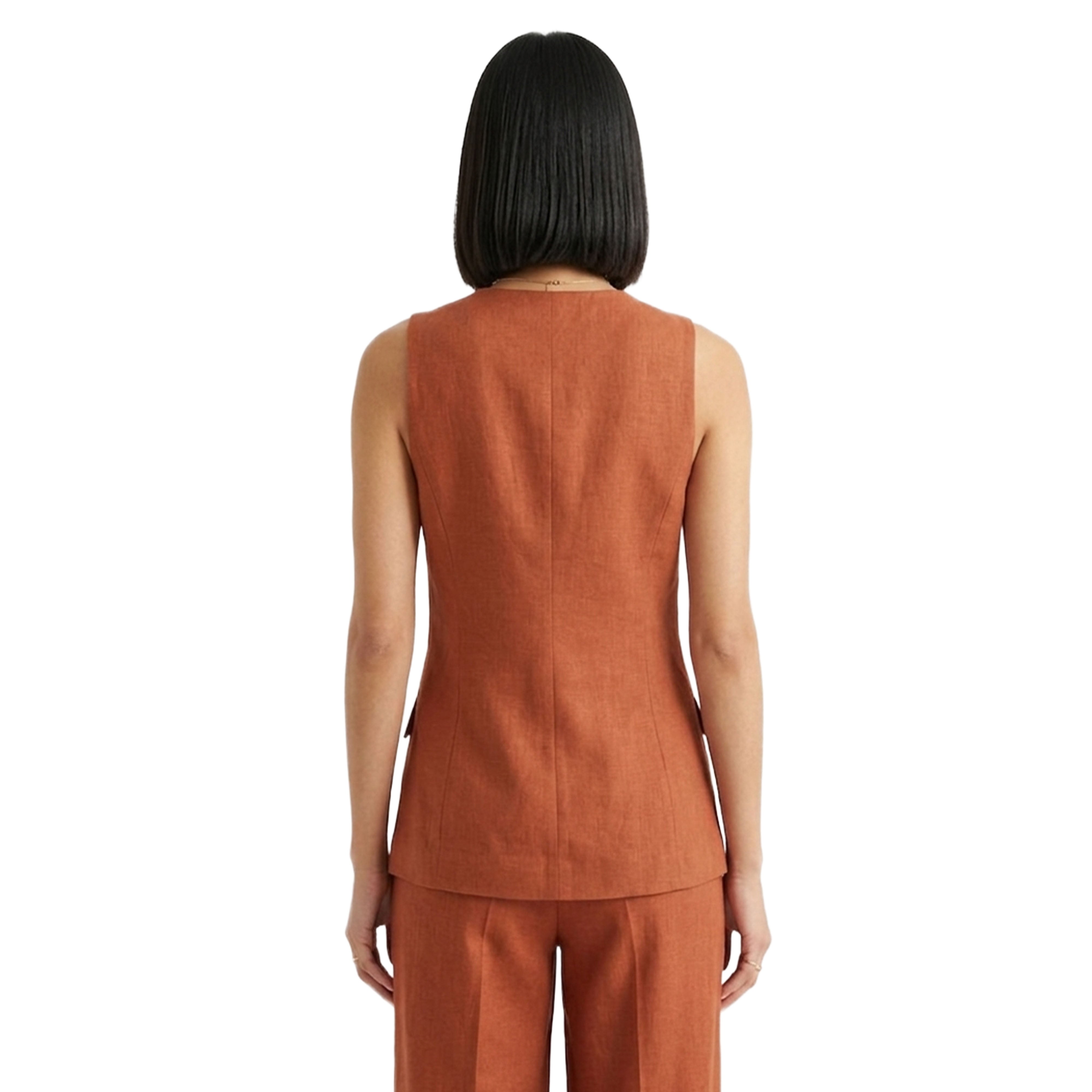 Artyska Women’s Linen Blend Asymmetrical Button-Front Tailored Vest – Sleeveless Waistcoat Top