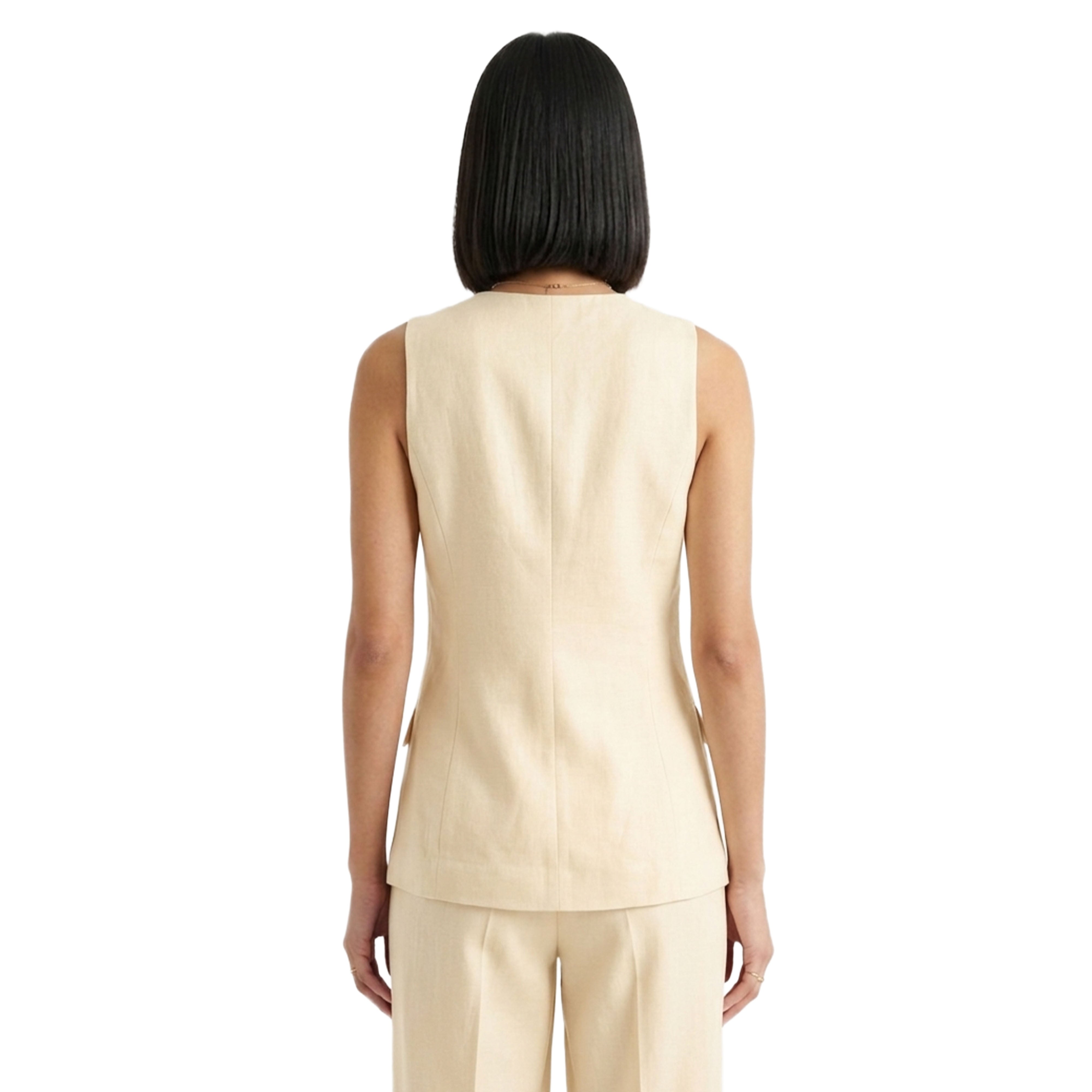 Artyska Women’s Linen Blend Asymmetrical Button-Front Tailored Vest – Sleeveless Waistcoat Top