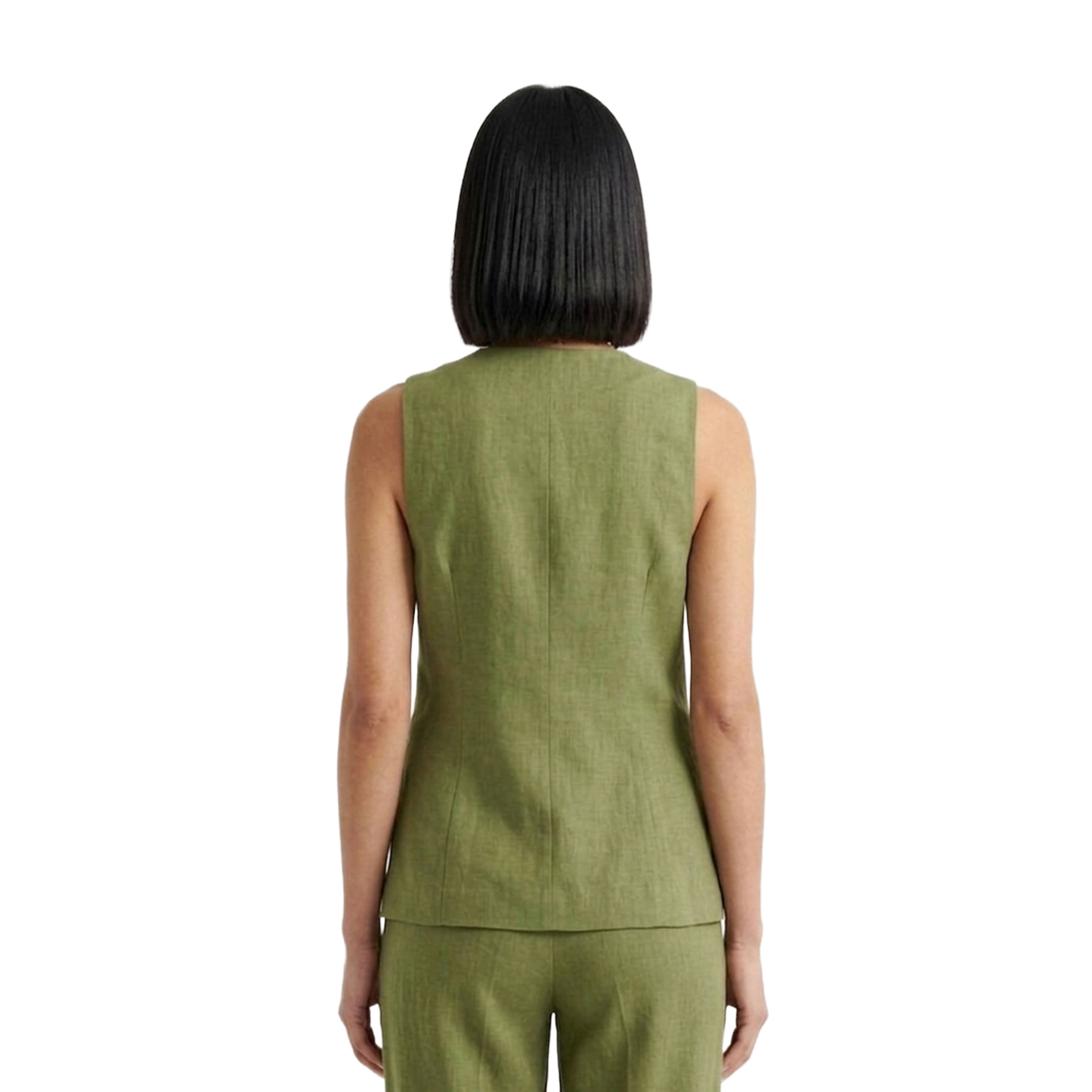 Artyska Women’s Linen Blend Asymmetrical Button-Front Tailored Vest – Sleeveless Waistcoat Top