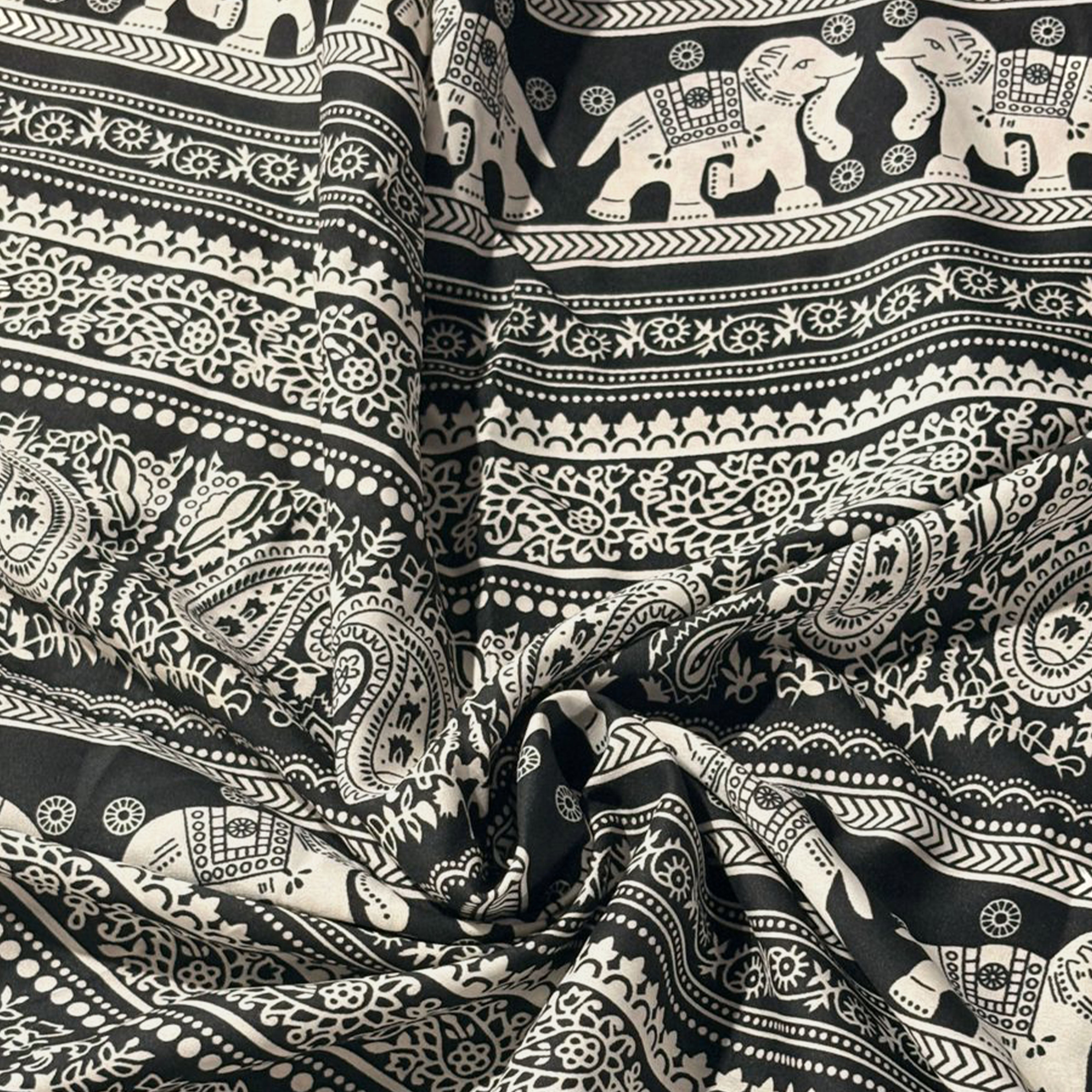 Artyska Women’s Bohemian Elephant Print Palazzo Pants – High-Waisted Wide Leg