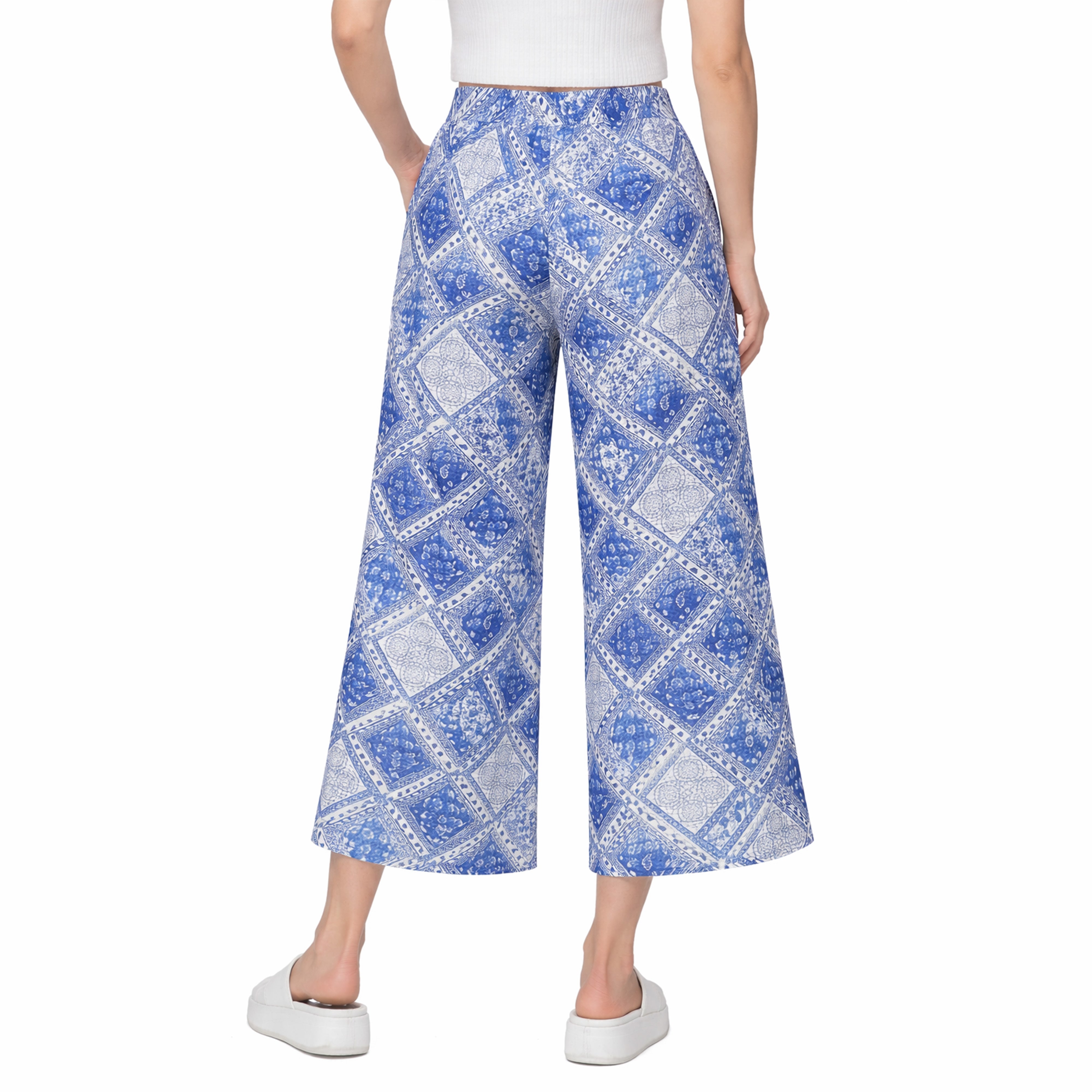Artyska Women’s Printed Wide-Leg Ankle Cropped Palazzo Pants