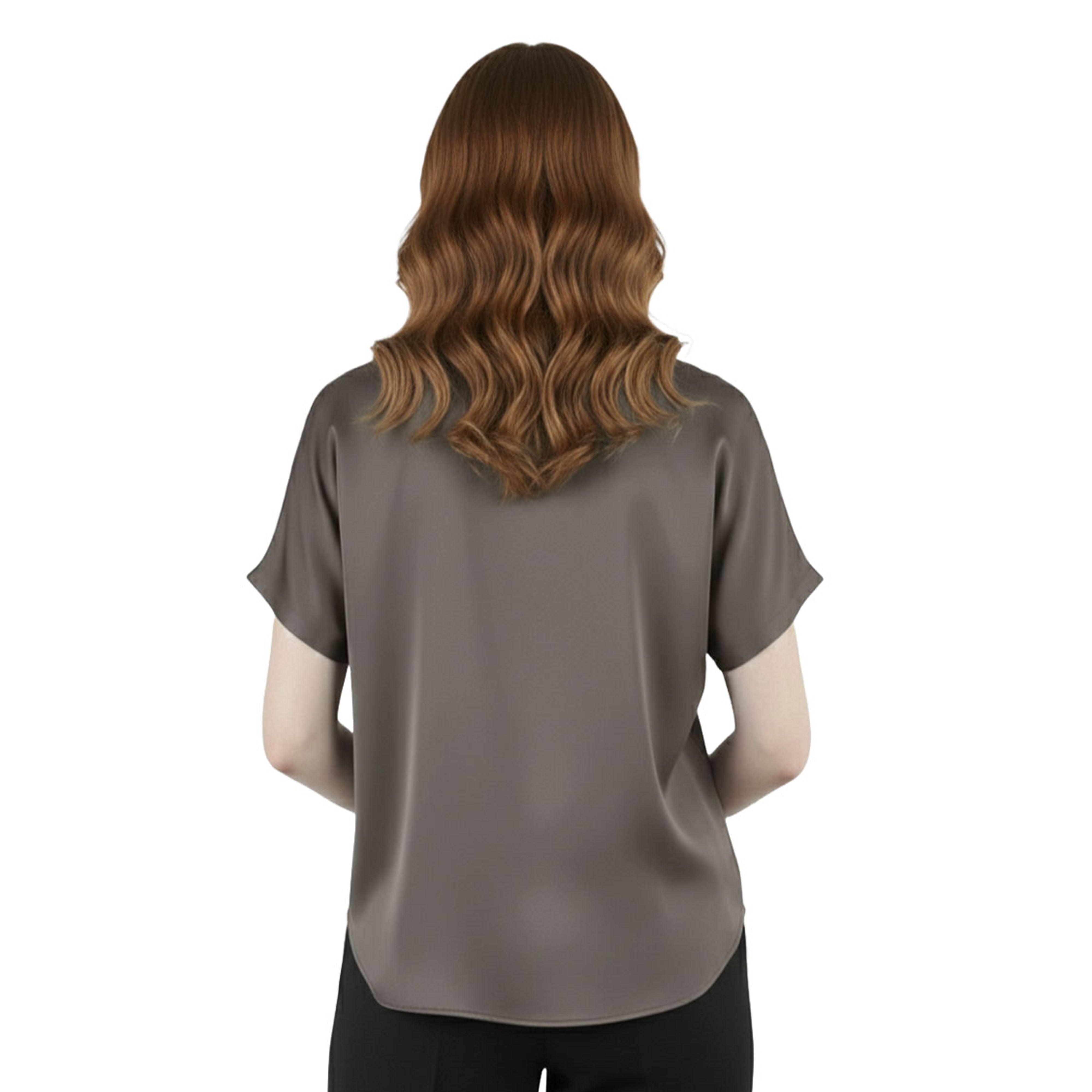 Artyska Women's Satin Short Sleeve Button Down Shirt