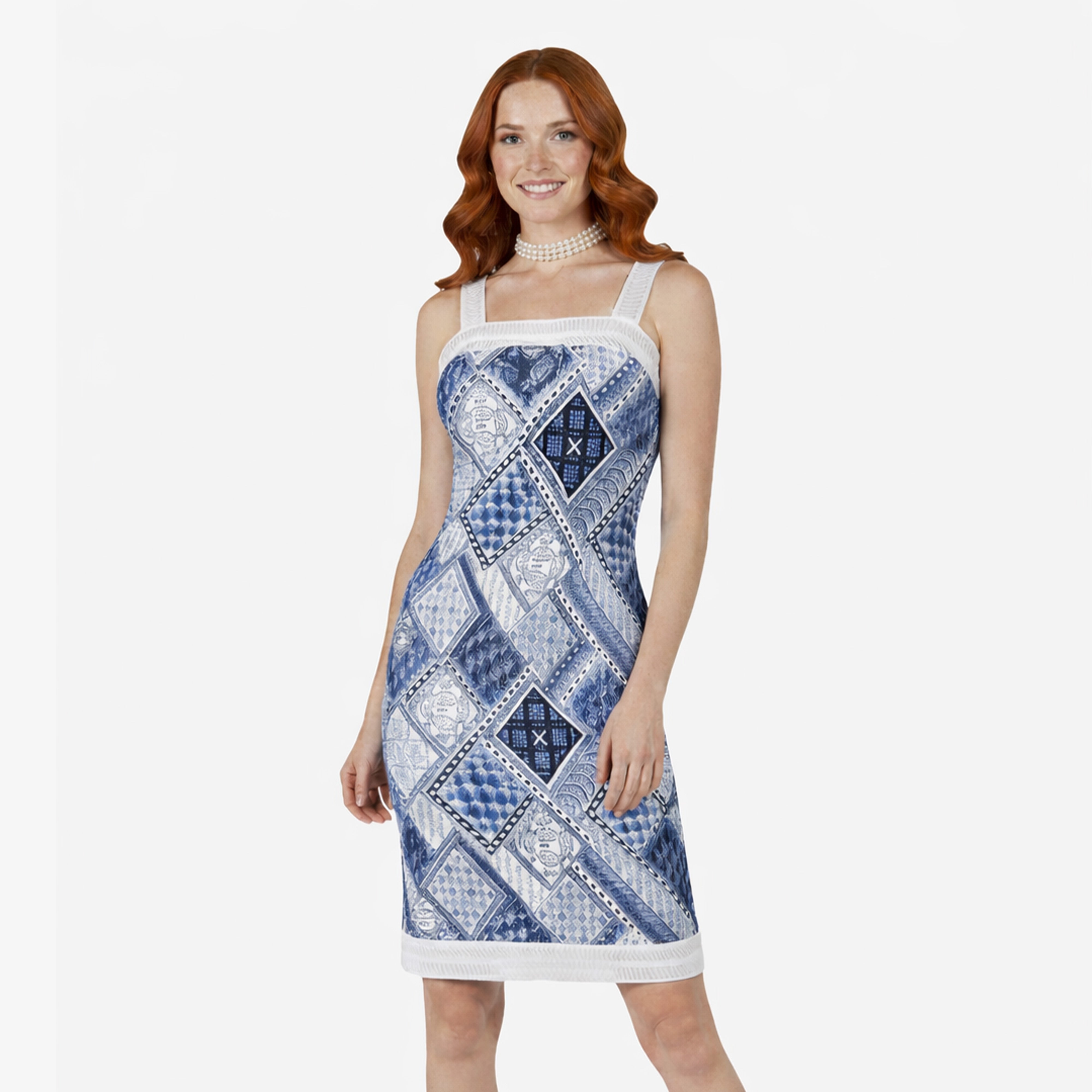 Artyska Women’s Square Print Sleeveless Above-Knee Dress