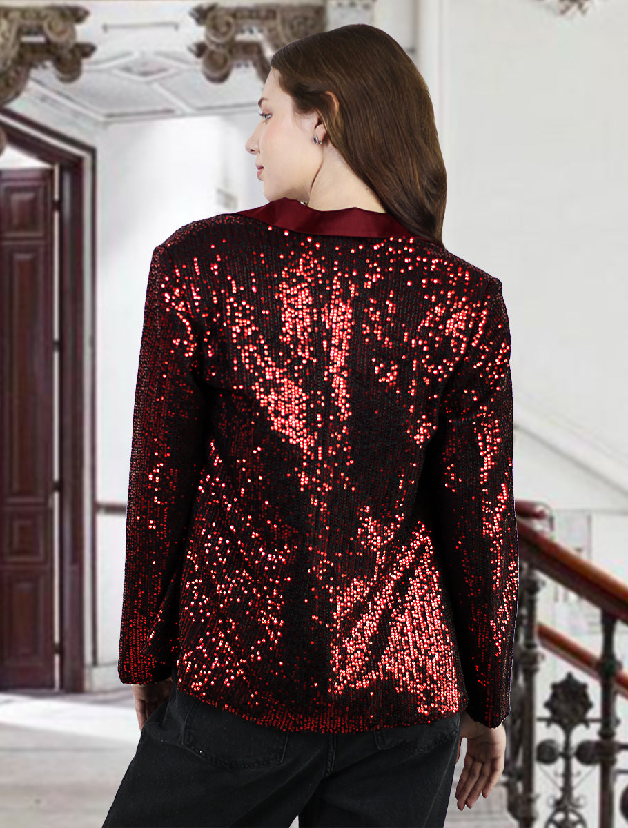 Sequin Blazer for Women Sparkly Sequin Jacket Long Sleeve Open Front Shimmer Glitter Sequin Cardigan