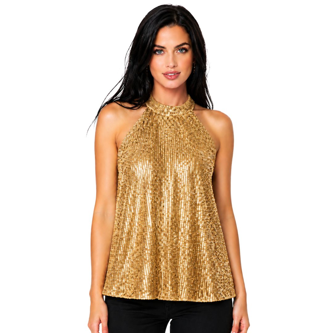 Artyska Women's Sequin Halter Neck Top