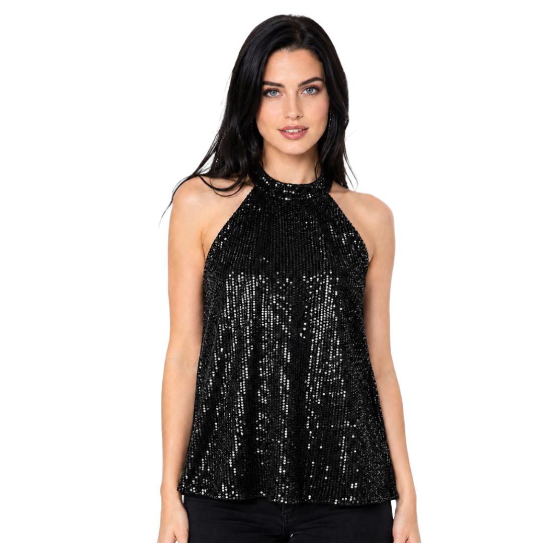 Artyska Women's Sequin Halter Neck Top