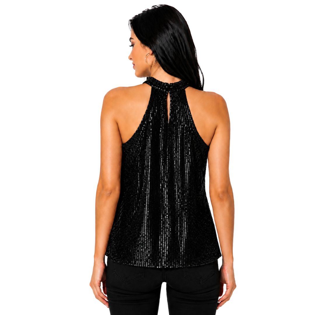 Artyska Women's Sequin Halter Neck Top