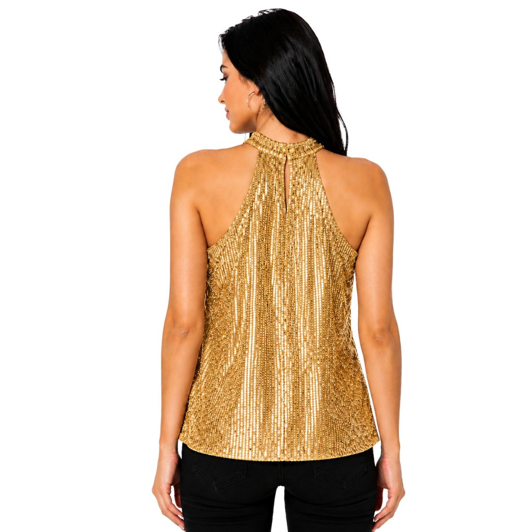 Artyska Women's Sequin Halter Neck Top