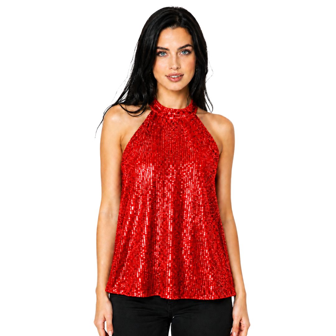 Artyska Women's Sequin Halter Neck Top