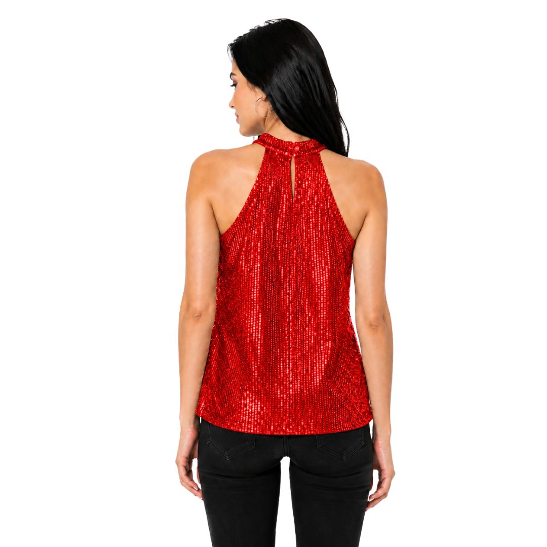 Artyska Women's Sequin Halter Neck Top