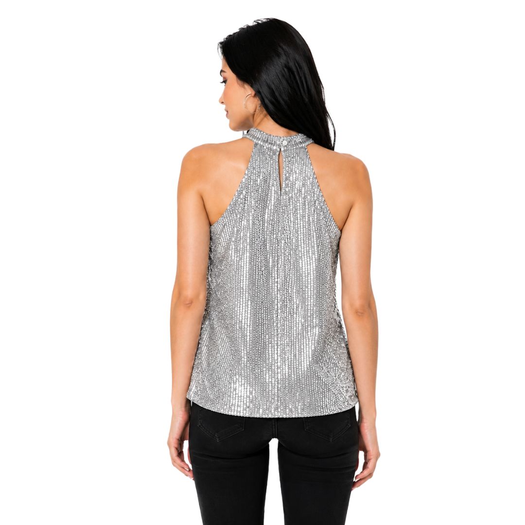 Artyska Women's Sequin Halter Neck Top