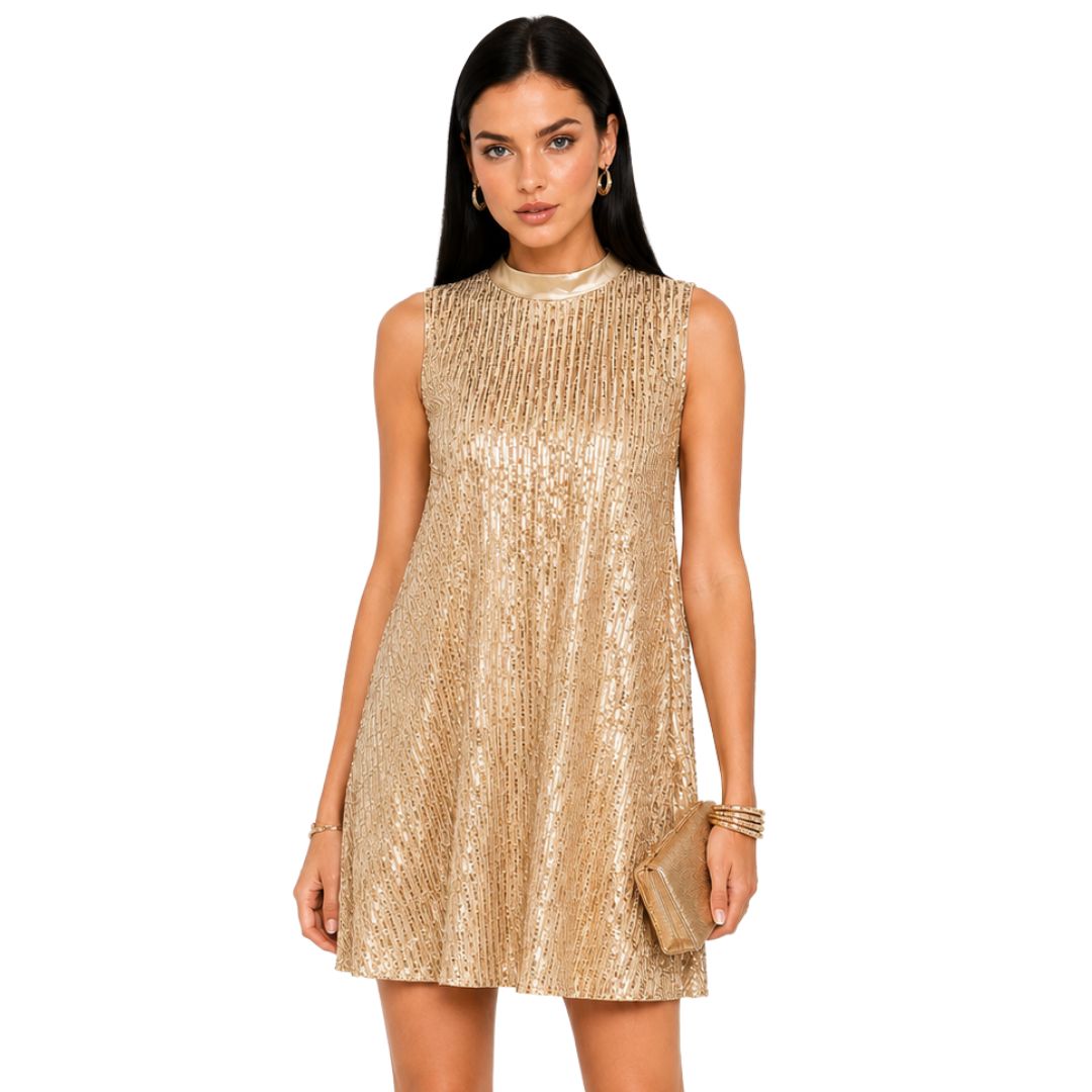 Artyska Women's Sequin Mini Dress with Satin Back Bow