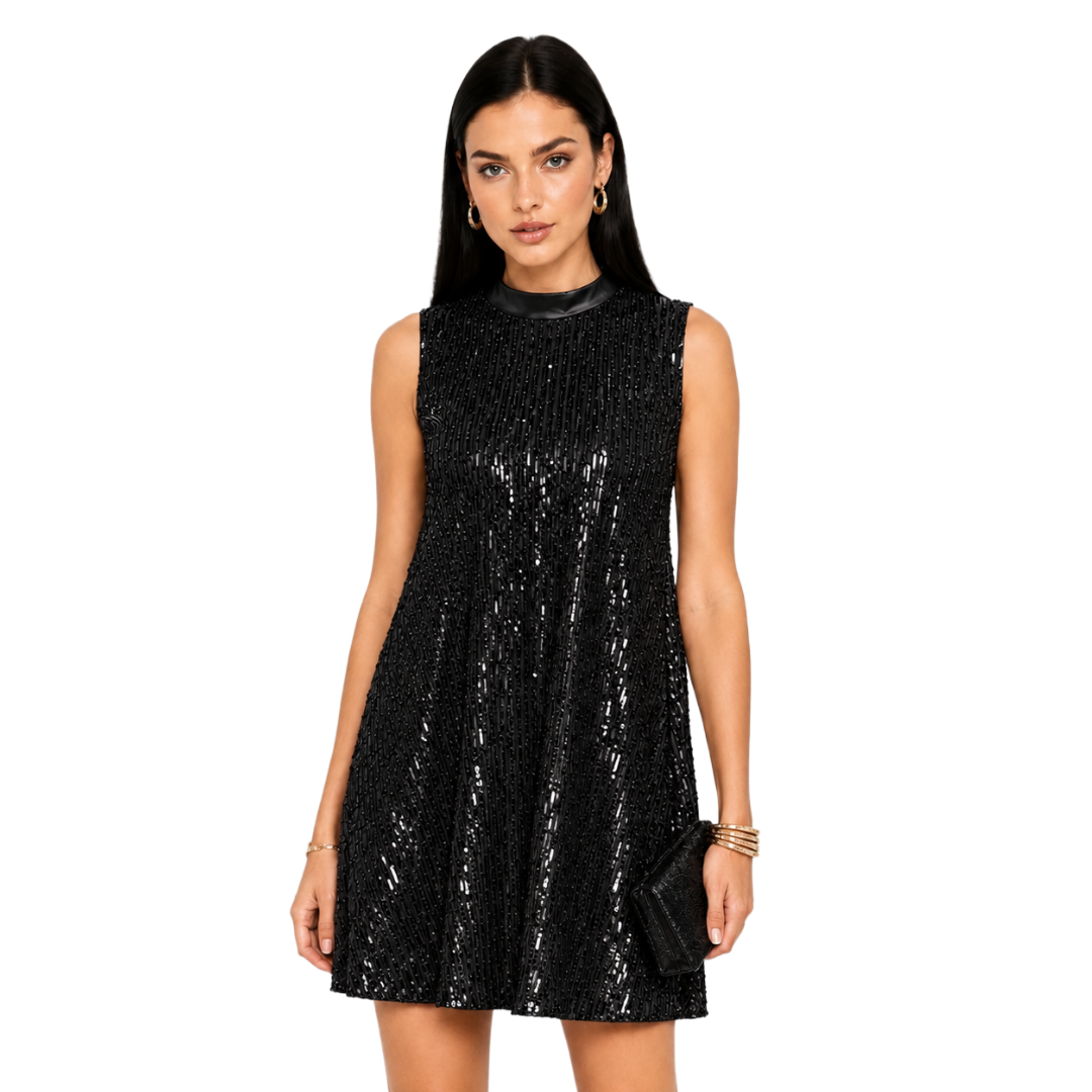Artyska Women's Sequin Mini Dress with Satin Back Bow