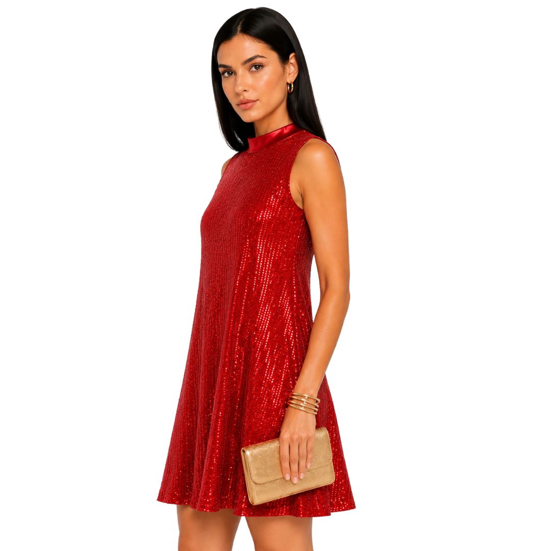 Artyska Women's Sequin Mini Dress with Satin Back Bow