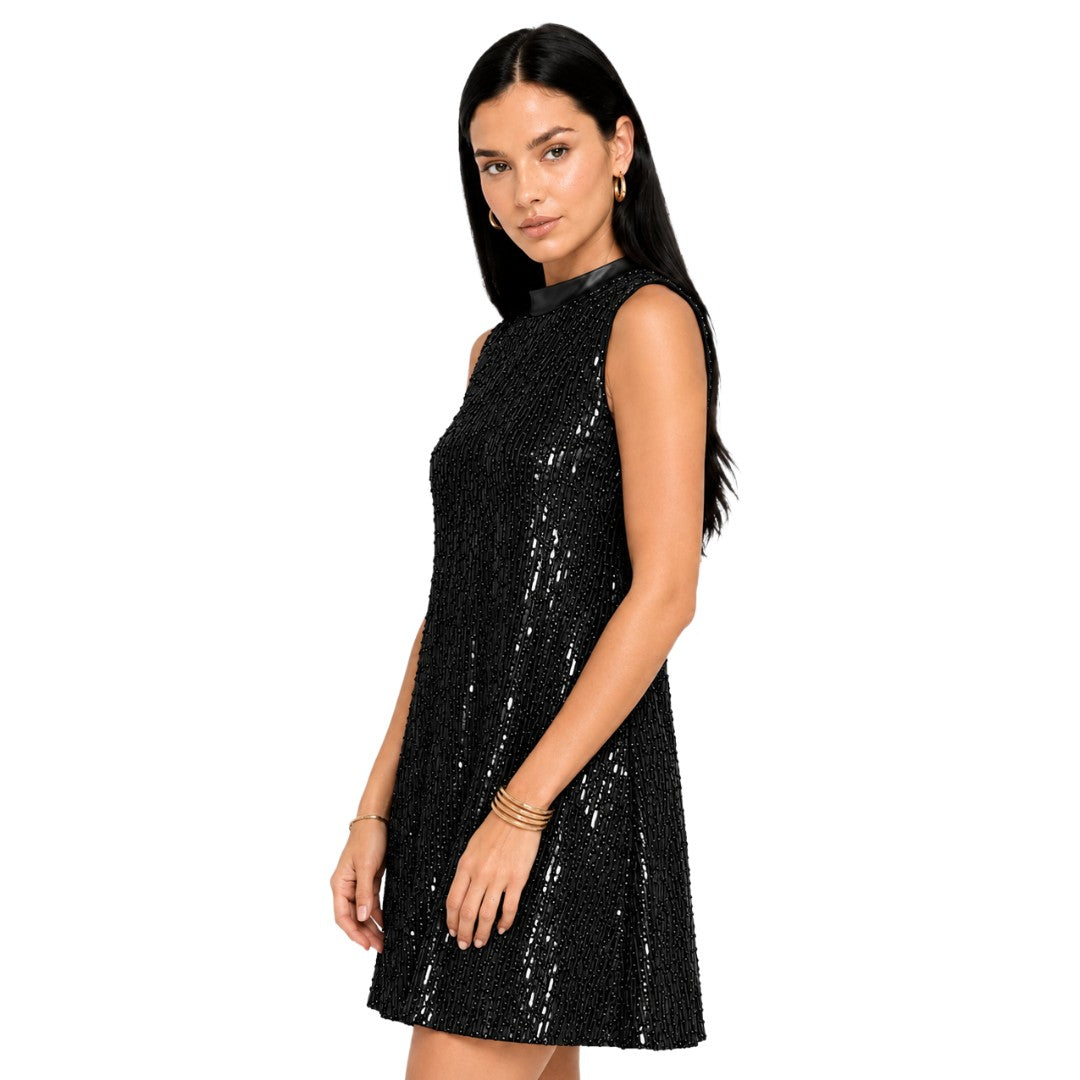 Artyska Women's Sequin Mini Dress with Satin Back Bow