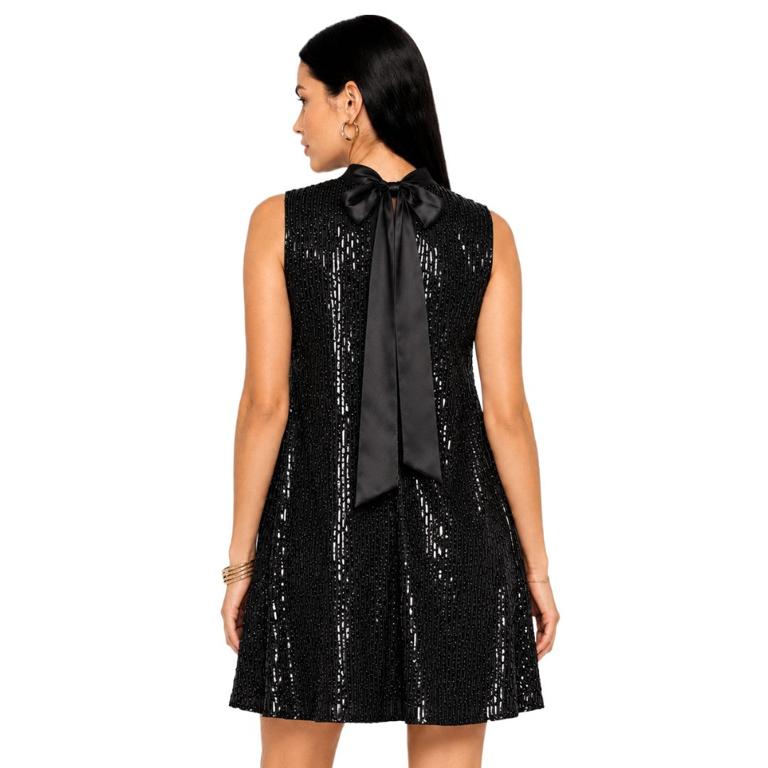 Artyska Women's Sequin Mini Dress with Satin Back Bow