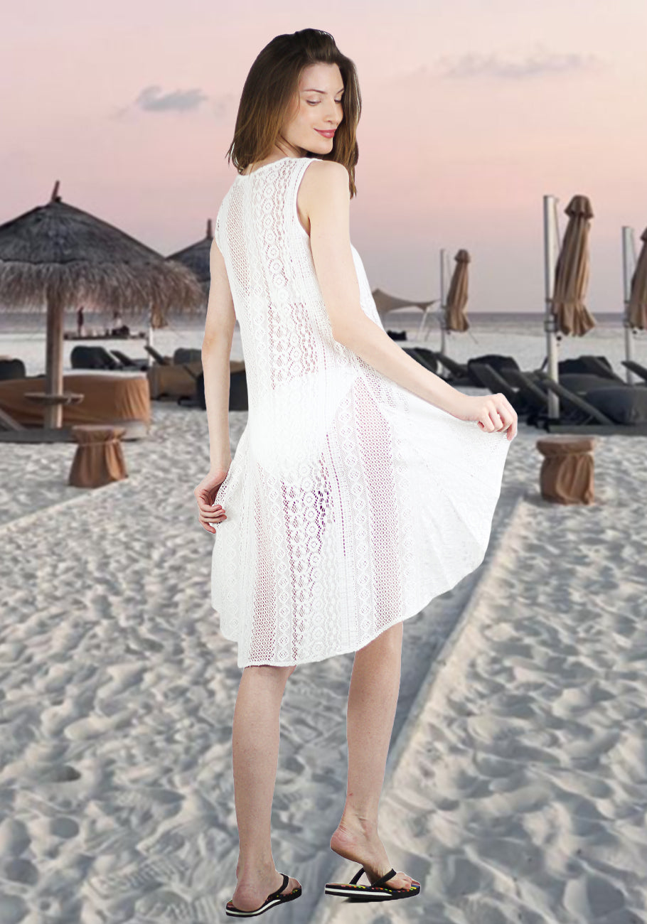 Women's Sleeveless Swimsuit Coverup Beach Lace Summer Cape