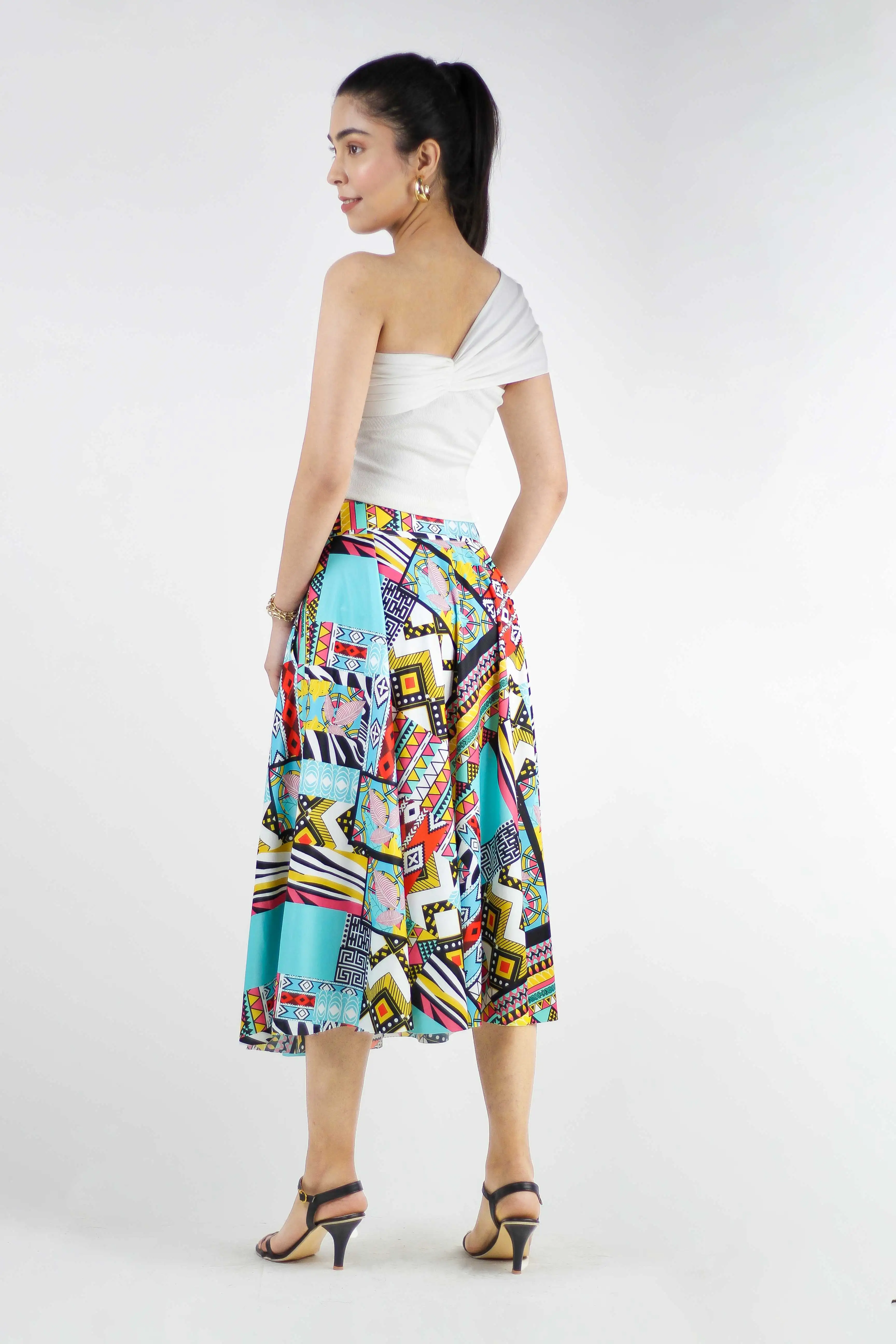 Calf Length Printed Skirt
