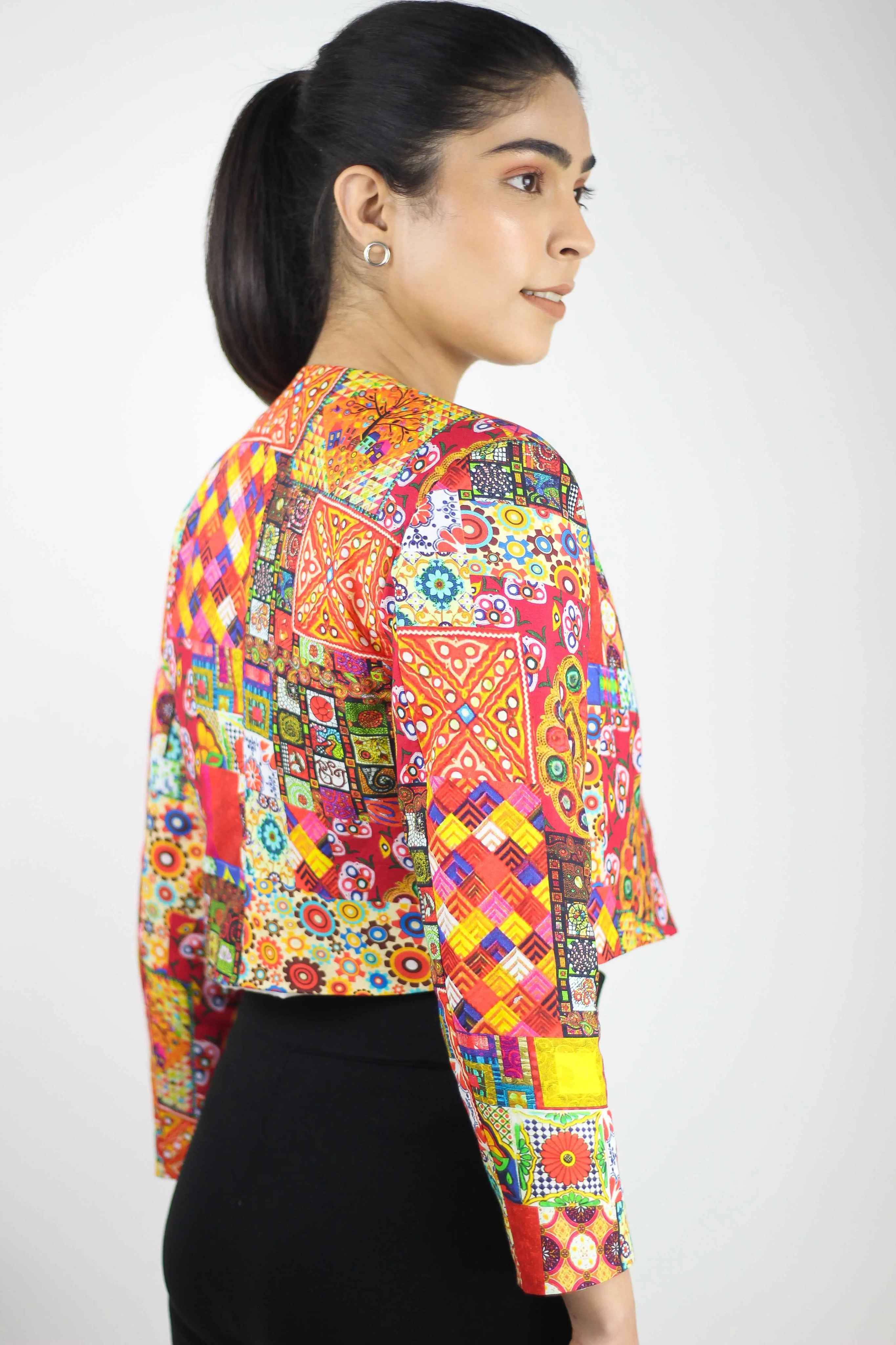 Multi Colored Cotton Jacket For Summer