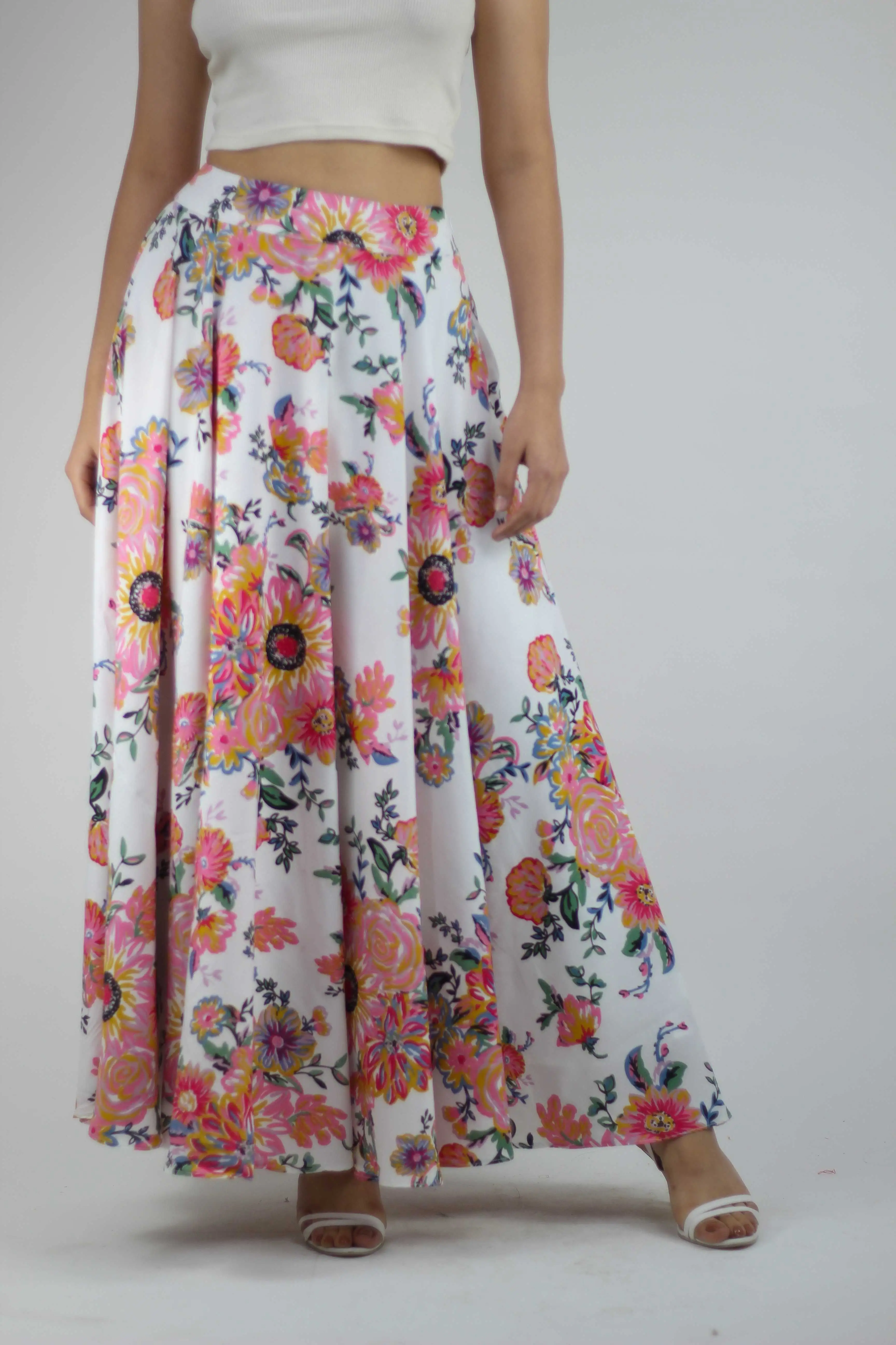 Floral Printed Full-Length Skirt